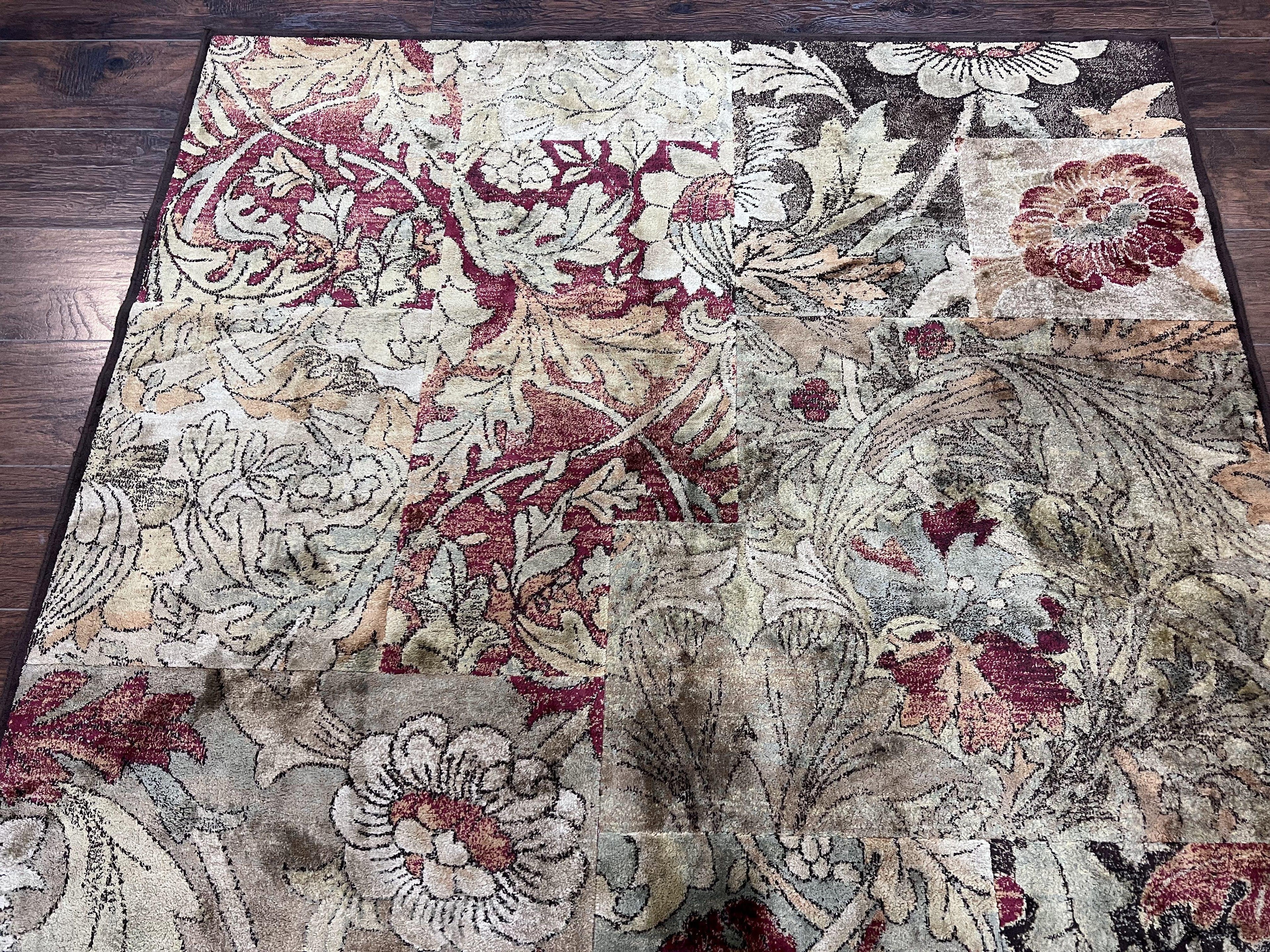 Modern Abstract Area Rug 5x7, Floral Design, Contemporary Carpet 5 x 7, Multicolor