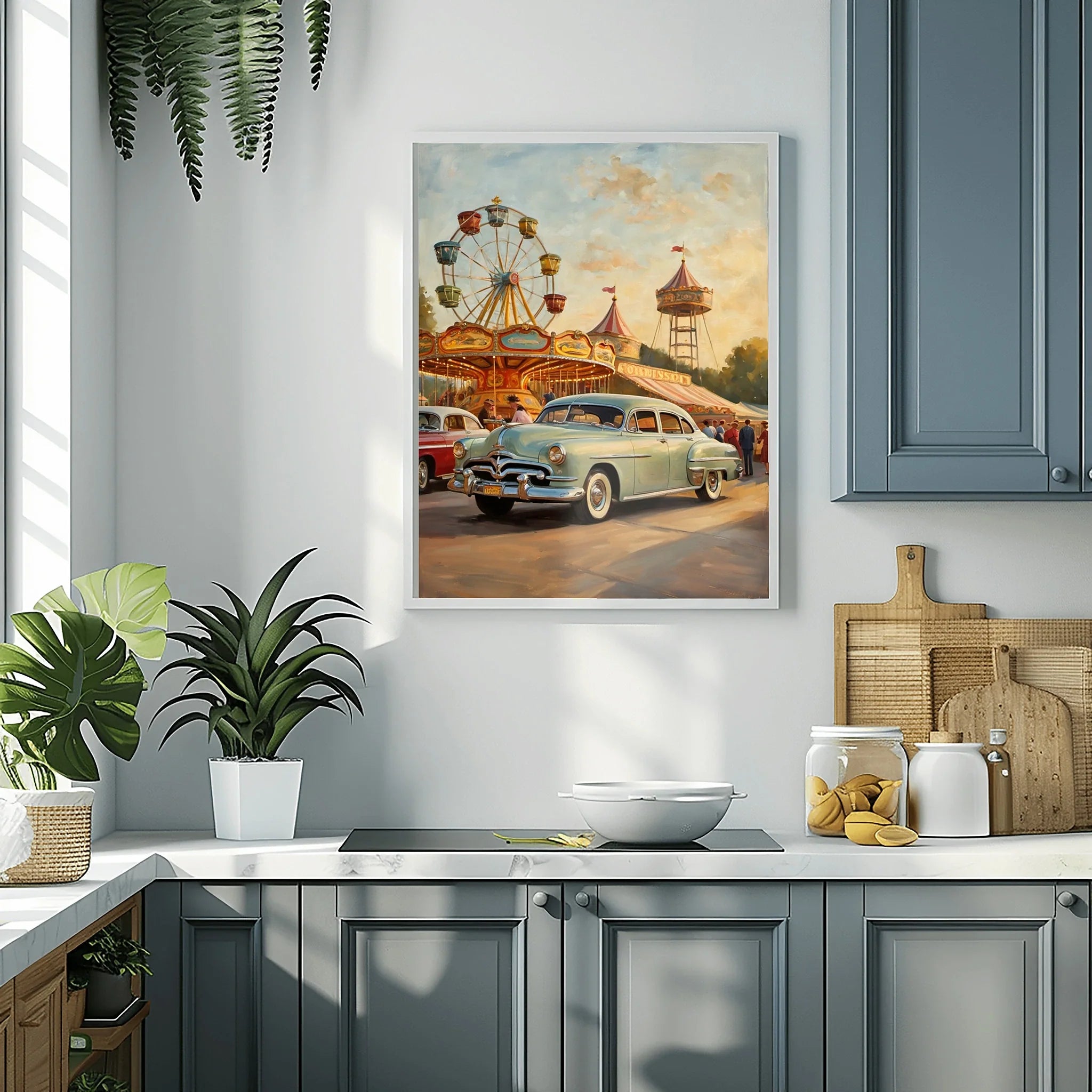 1951 Step-Down Racing Legend Country Fair Wall Art | Retro Festival Automotive Print