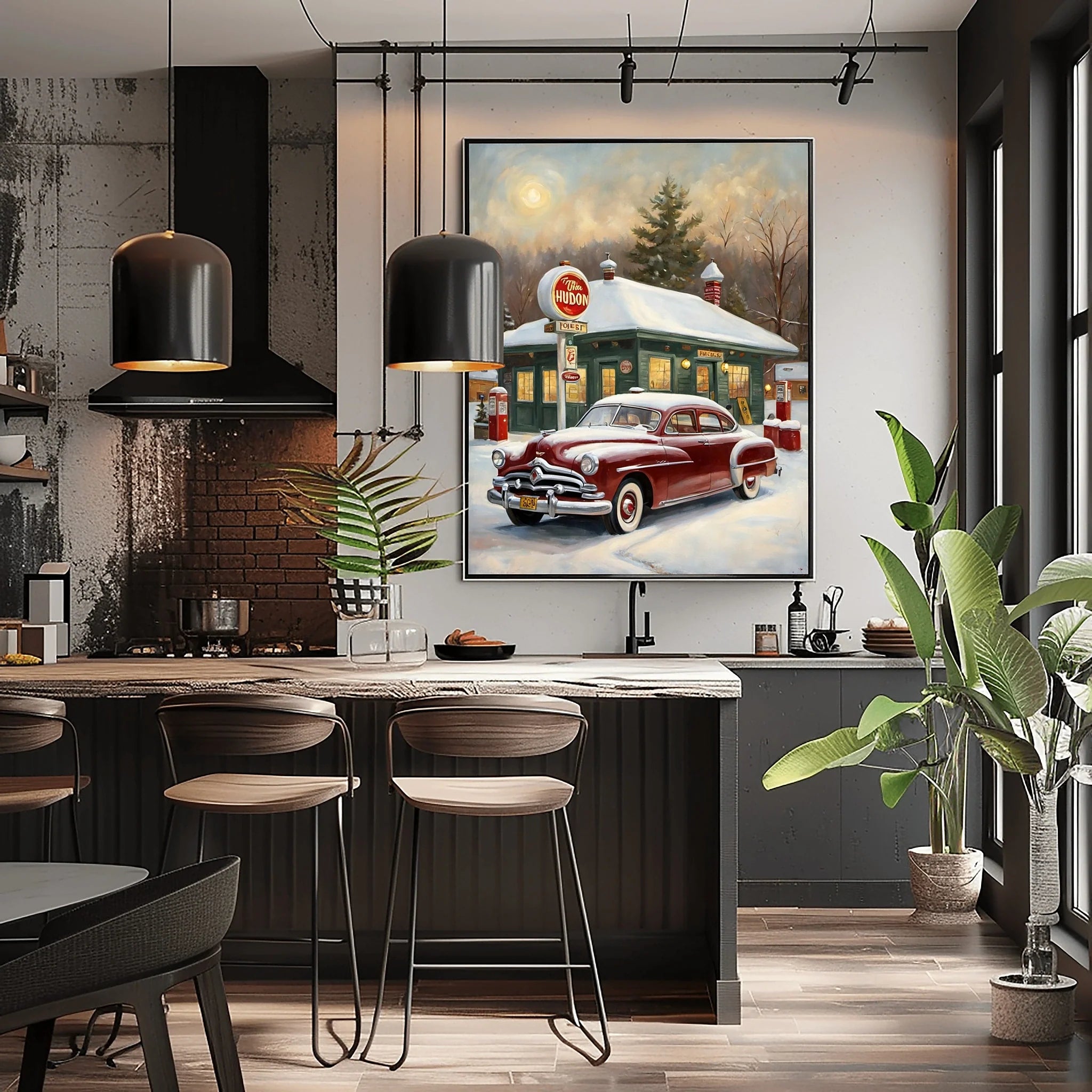 1951 Step-Down Racing Legend Winter Gas Station Wall Art | Vintage Stock Car Decor