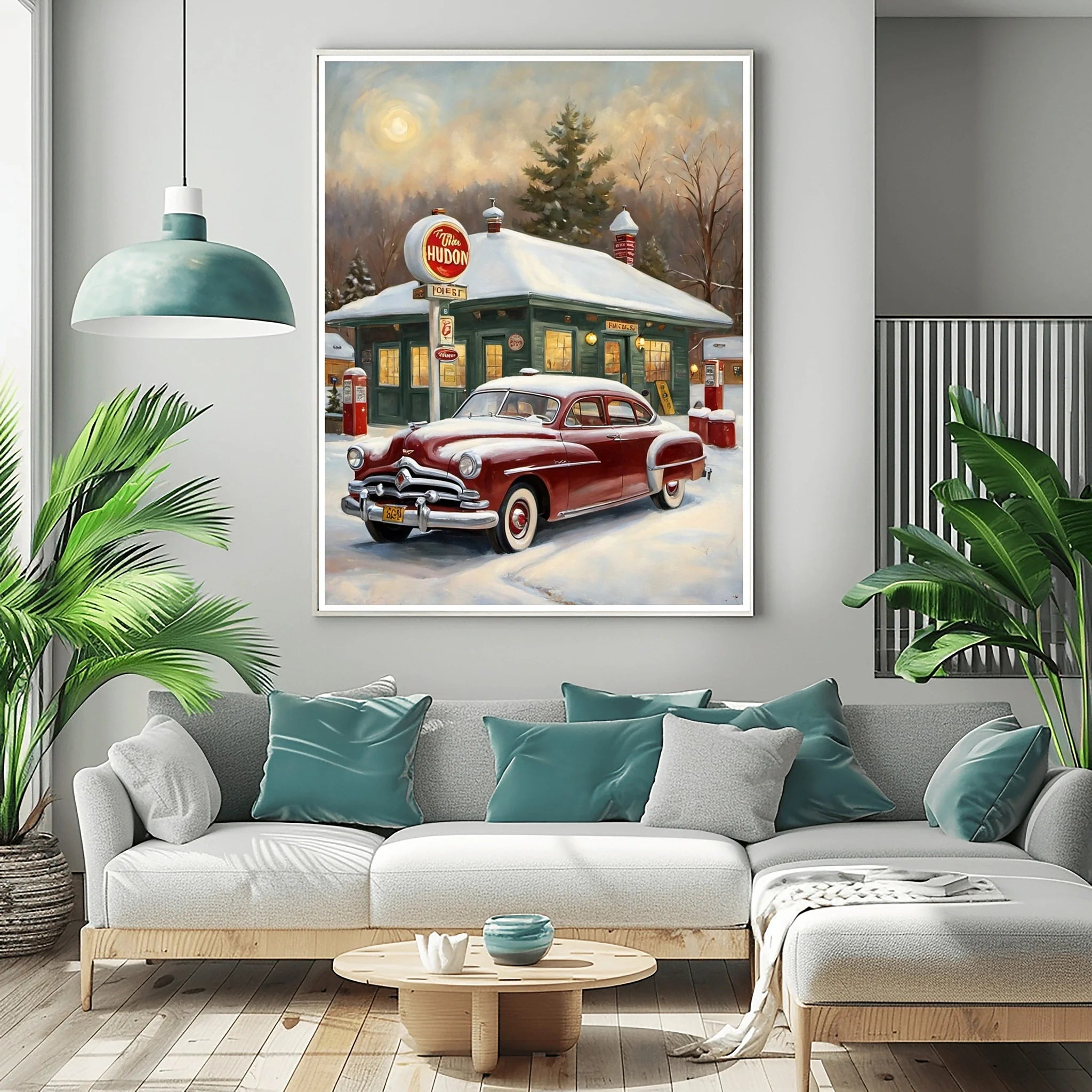 1951 Step-Down Racing Legend Winter Gas Station Wall Art | Vintage Stock Car Decor