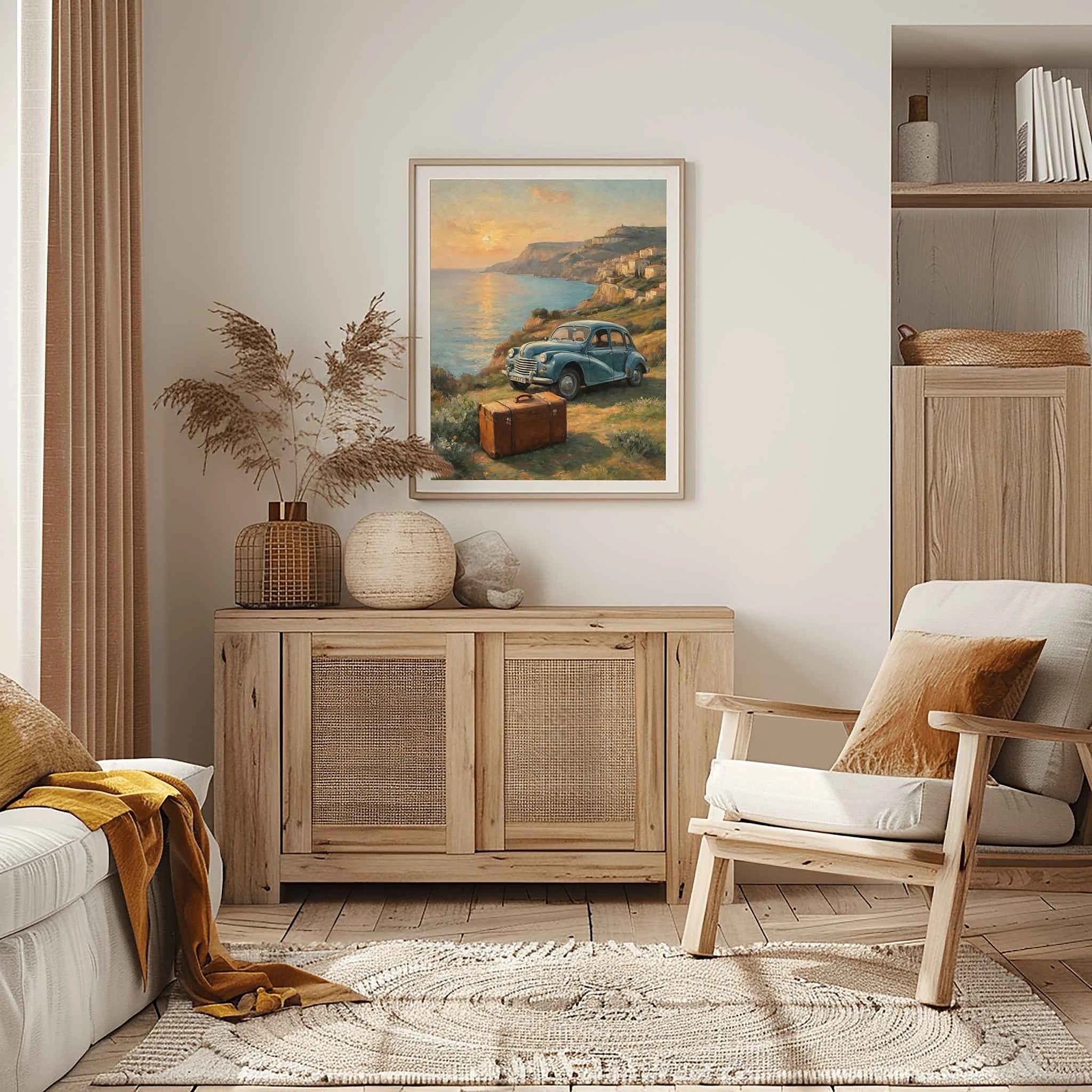 1952 French Economy Pioneer Coastal Sunset Wall Art | Vintage European Style