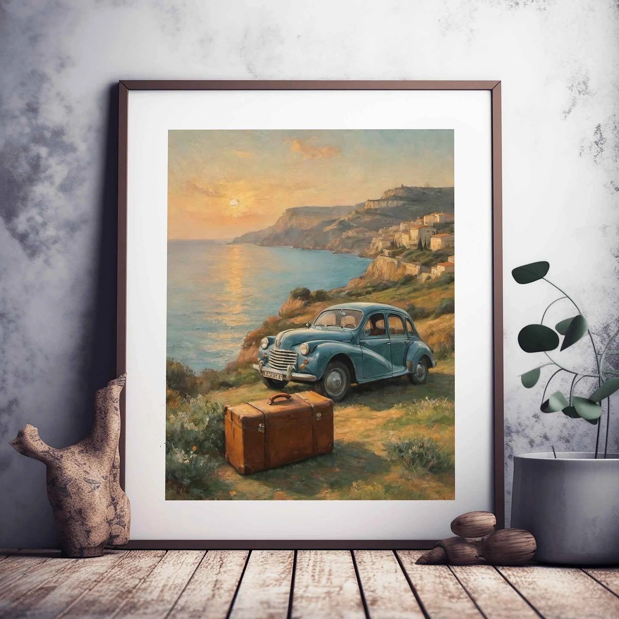 1952 French Economy Pioneer Coastal Sunset Wall Art | Vintage European Style