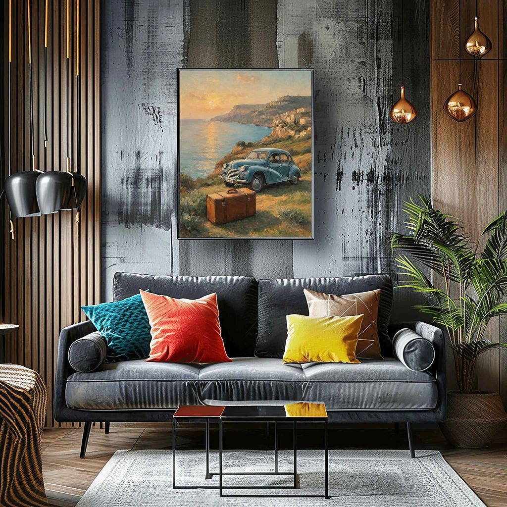 1952 French Economy Pioneer Coastal Sunset Wall Art | Vintage European Style