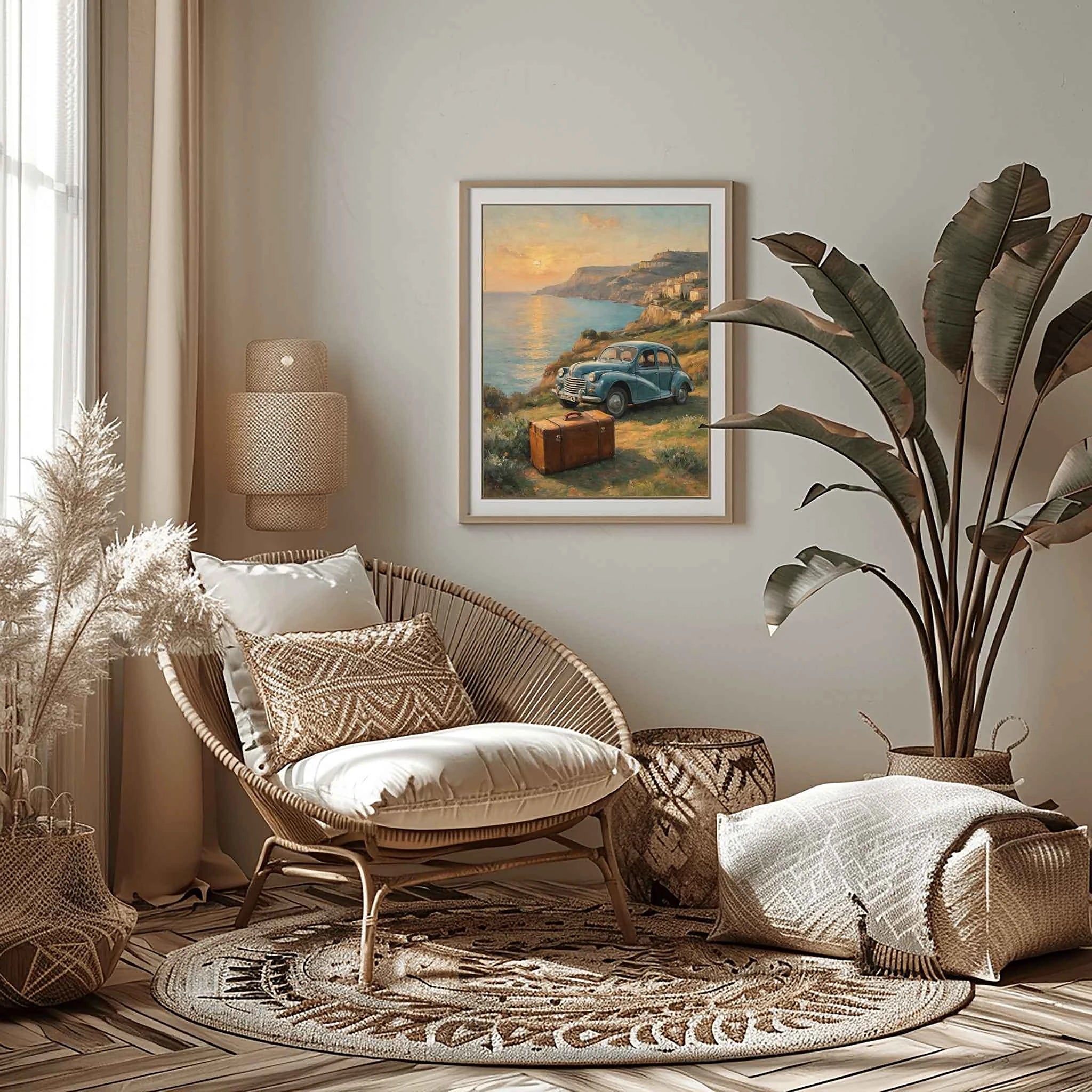 1952 French Economy Pioneer Coastal Sunset Wall Art | Vintage European Style