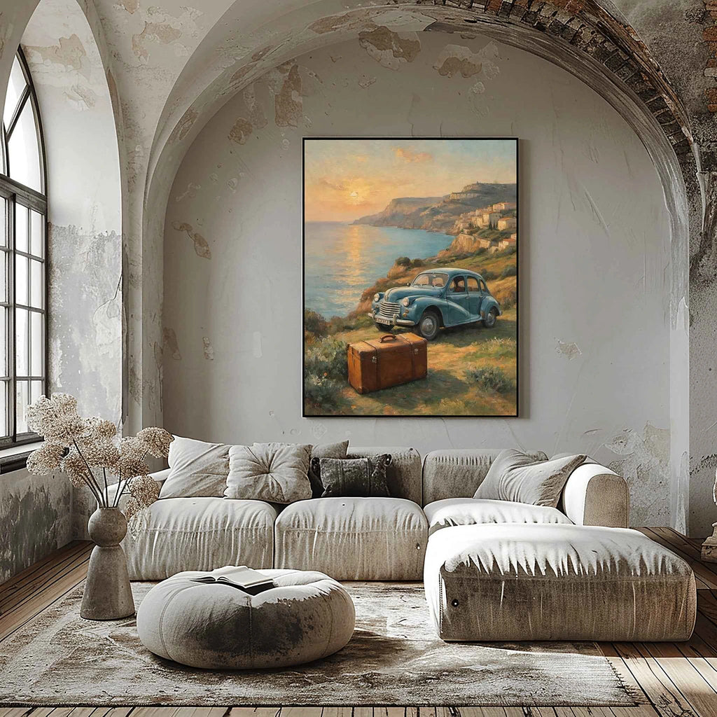 1952 French Economy Pioneer Coastal Sunset Wall Art | Vintage European Style