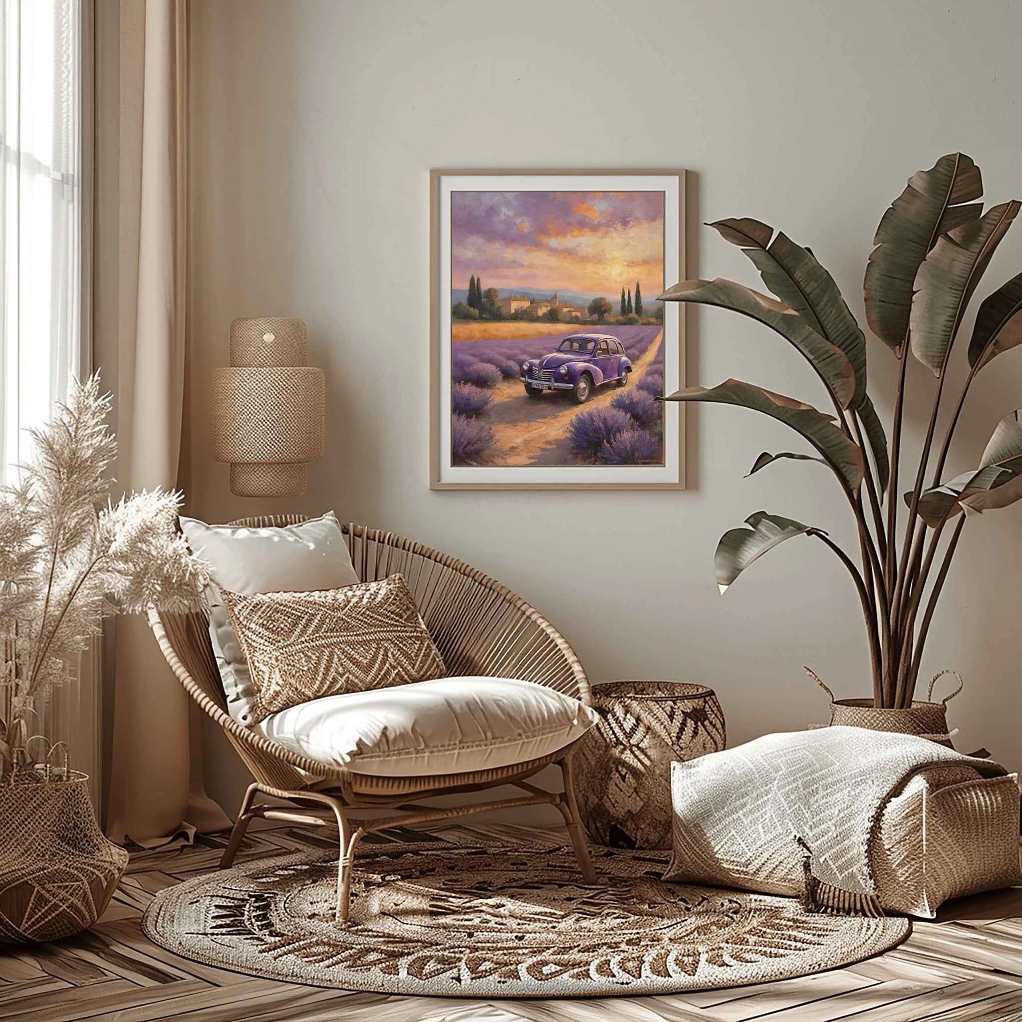 1952 French Economy Pioneer Lavender Field Wall Art | Vintage Provence Decor