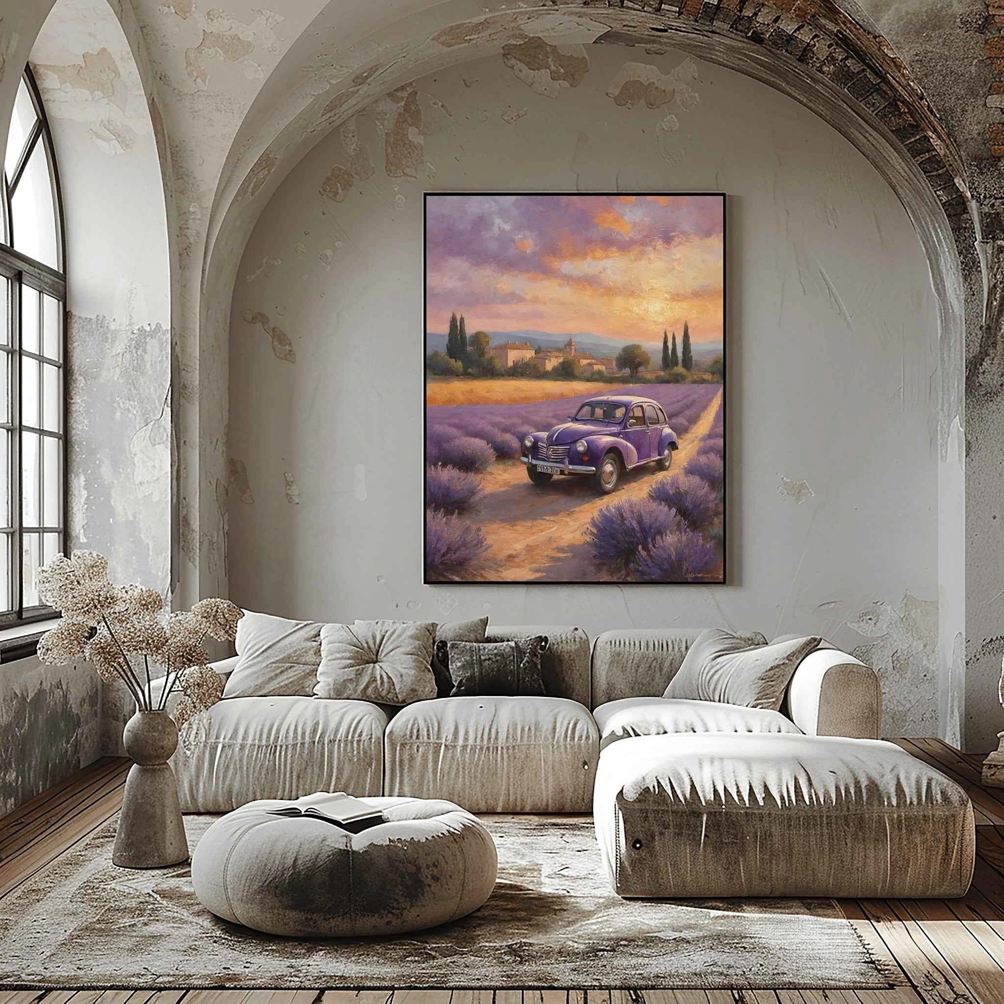 1952 French Economy Pioneer Lavender Field Wall Art | Vintage Provence Decor