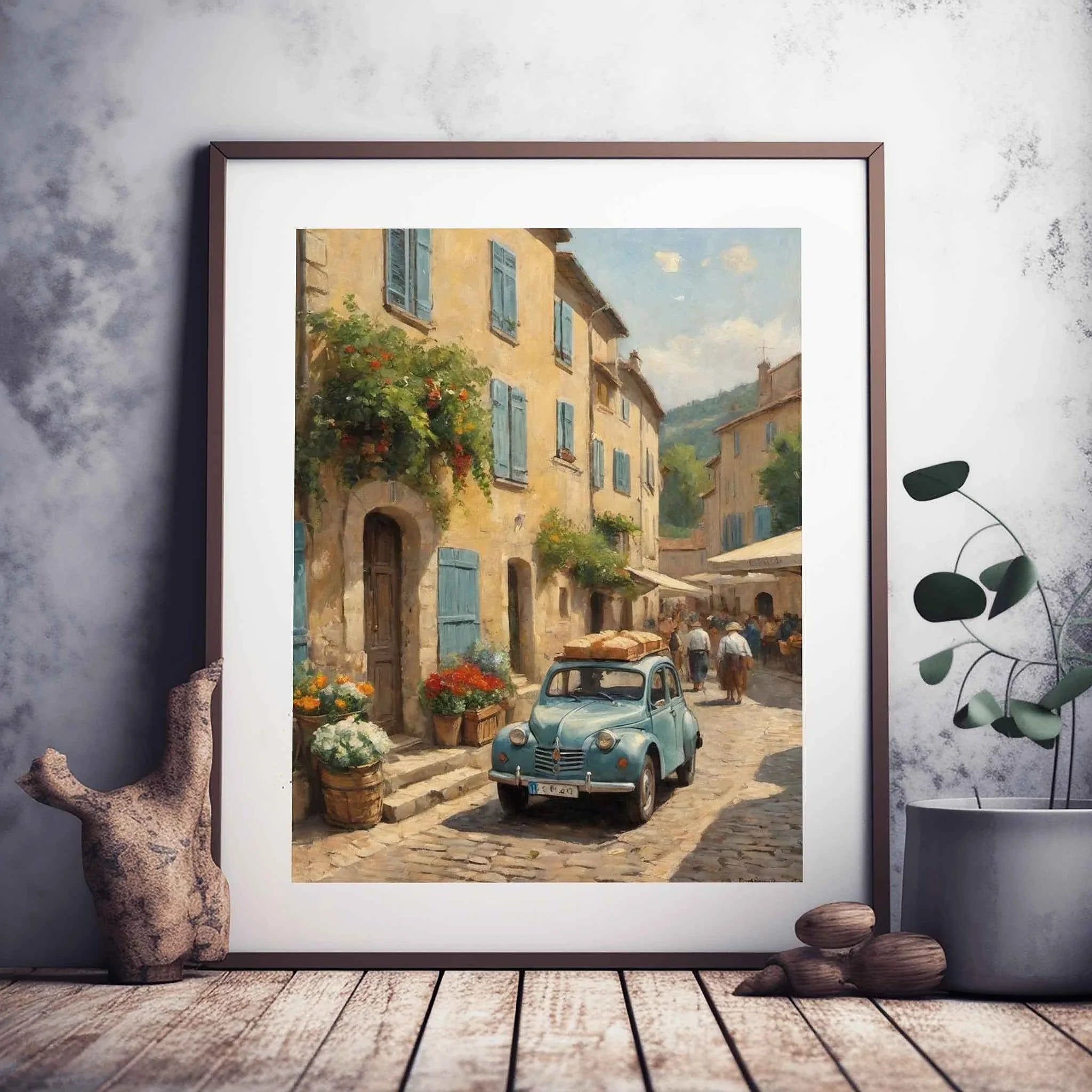 1952 French Economy Pioneer Village Market Wall Art | Vintage Street Life Print