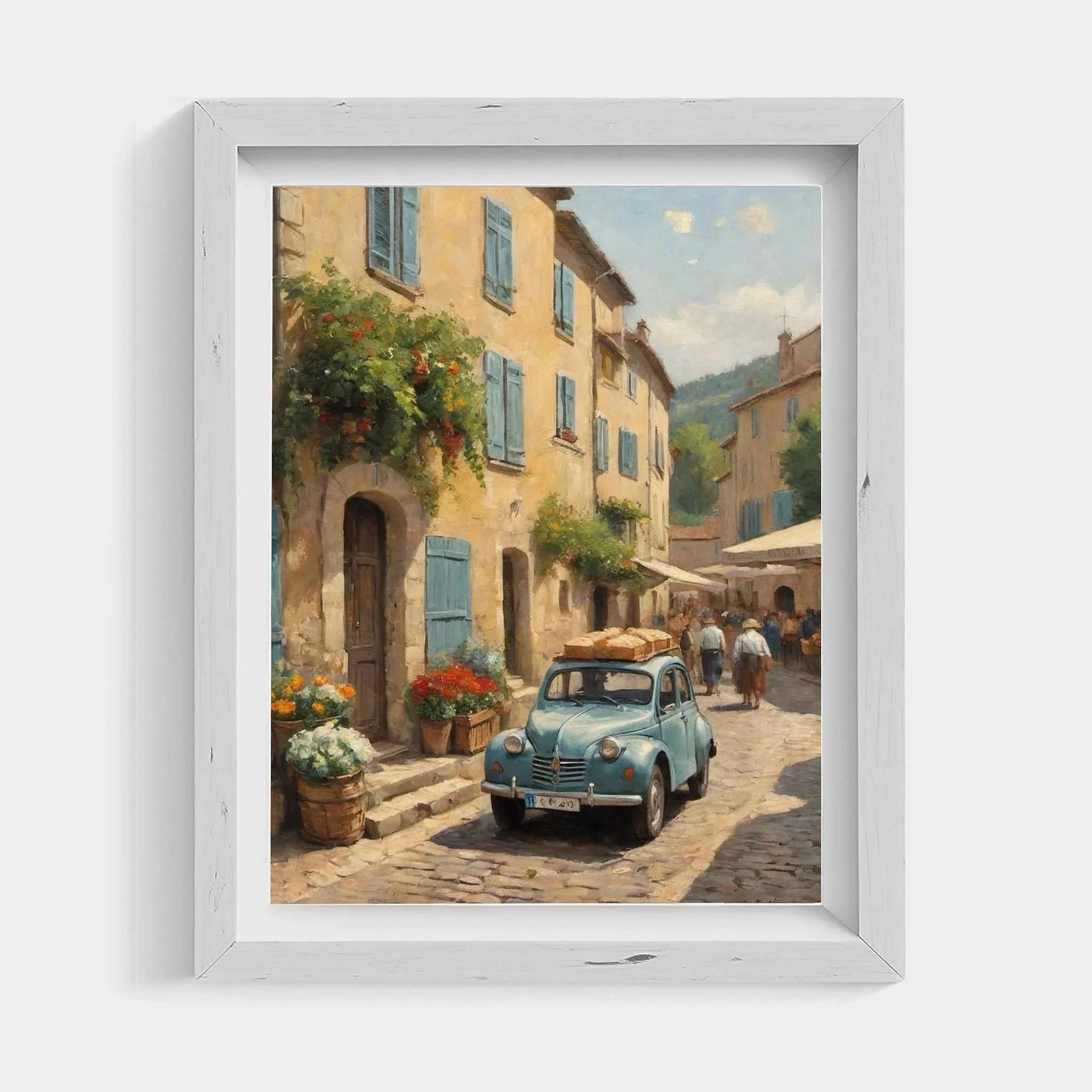1952 French Economy Pioneer Village Market Wall Art | Vintage Street Life Print