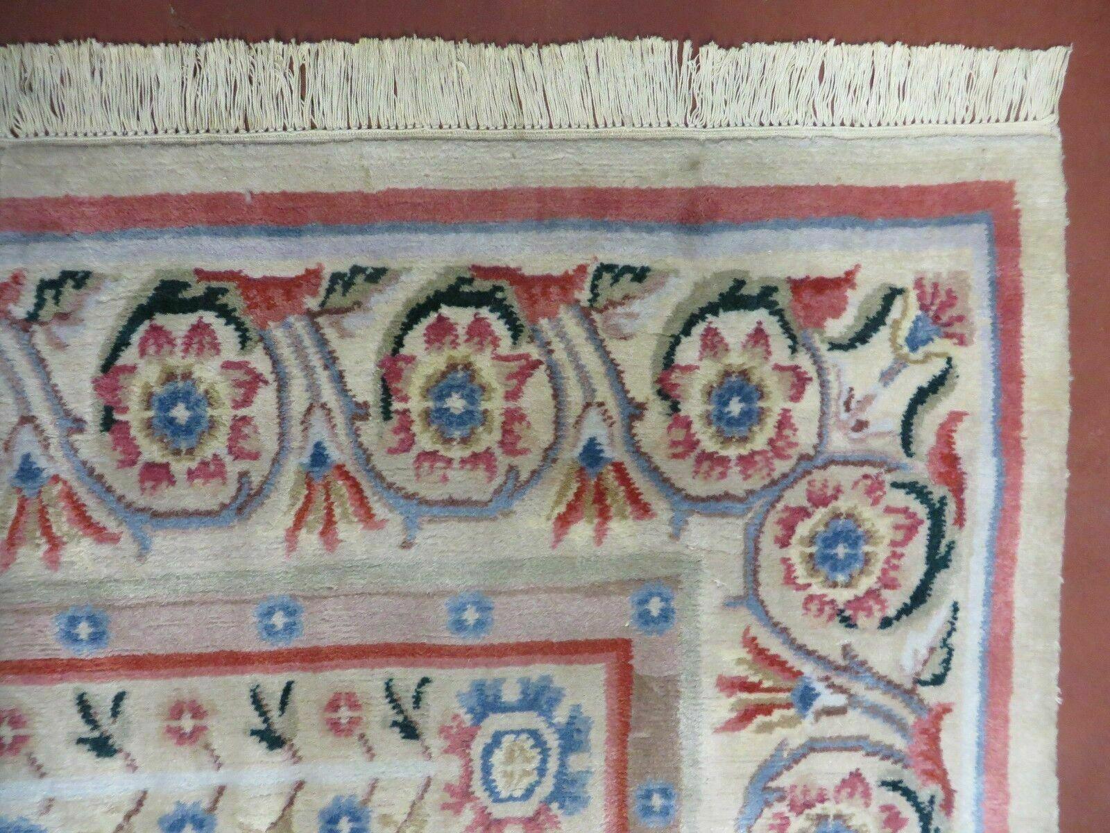 8' X 10' Vintage Handmade Wool Rug Aubusson Savonnerie Design European Nice