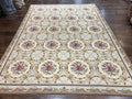 Chinese Needlepoint Rug 8x11, Handmade Wool Needlepoint Carpet, Vintage, Sky Blue