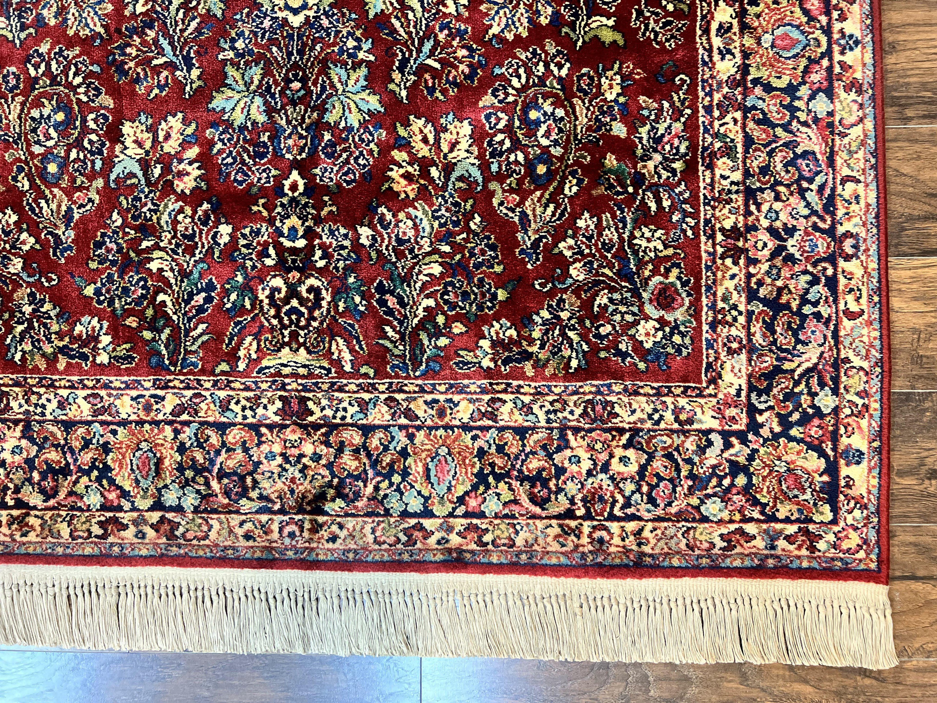 Karastan Rug 5.9 x 9 Red Sarouk #785, Wool Original 700 Series, Vintage