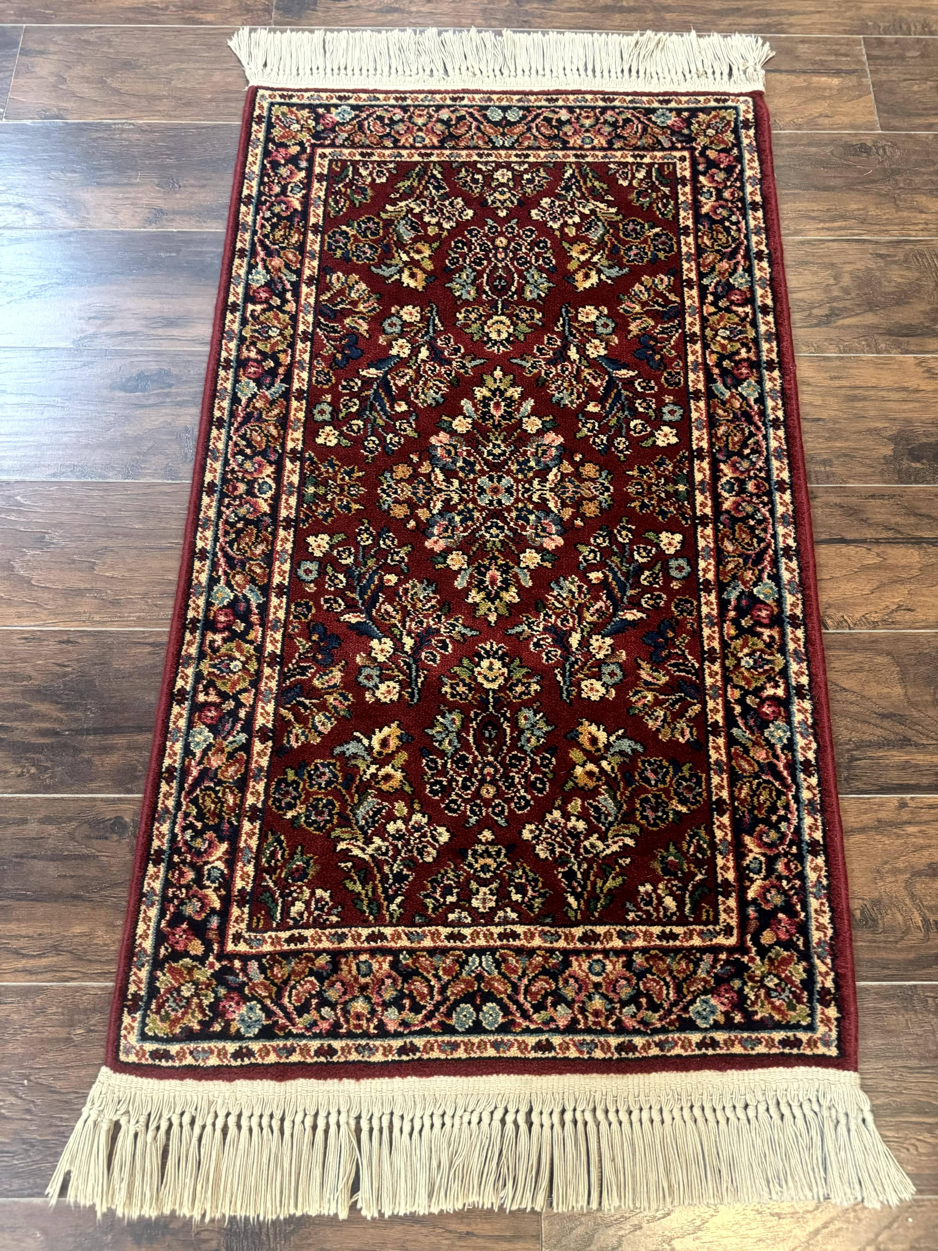 Small Karastan Rug 2.6 x 4 Red Sarouk #785, Karastan Wool Pile Rug, Original 700 Series, Discontinued Vintage Karastan Carpet
