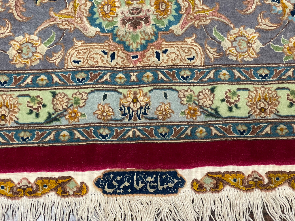Stunning Persian Tabriz Rug 5x7, Signed by Masterweaver, Maroon, Floral Medallion, Ultra Fine 70 Raj 625 KPSI, Kork Wool Silk Foundation, Handmade