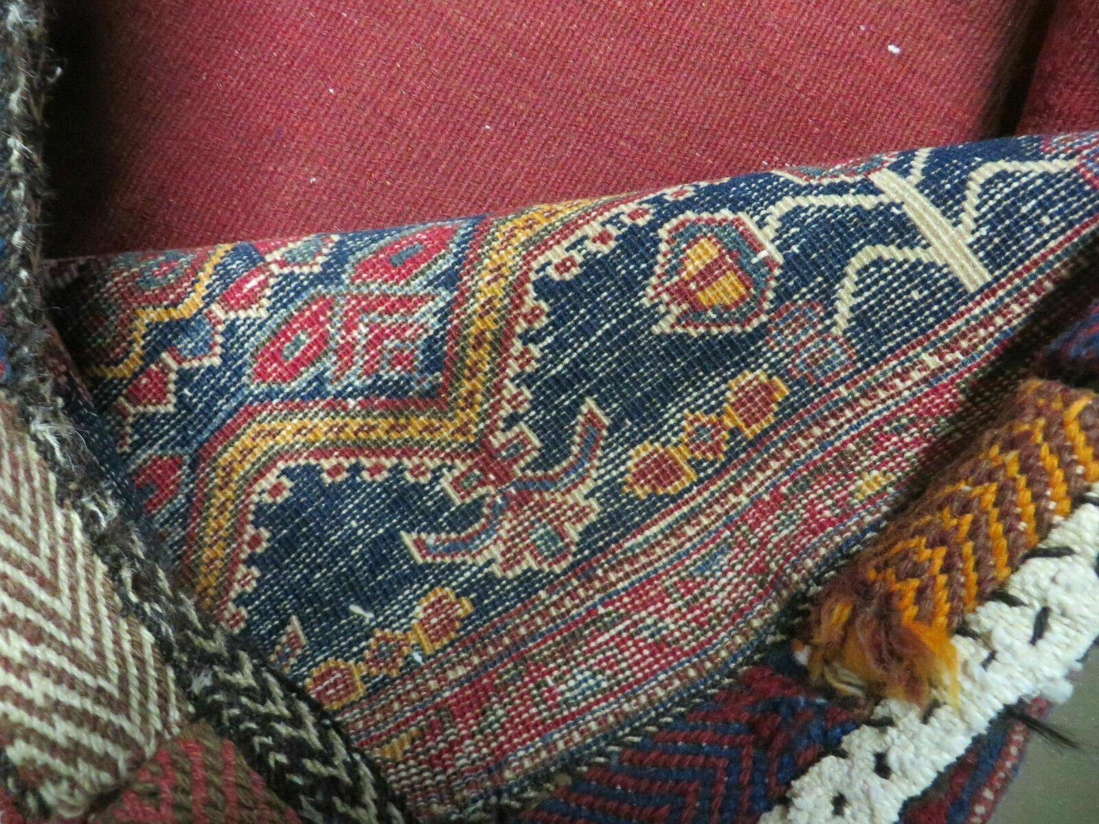 3' X 4.5' Antique Handmade Turkish Tribal Wool Rug Double Saddle Bag Nice