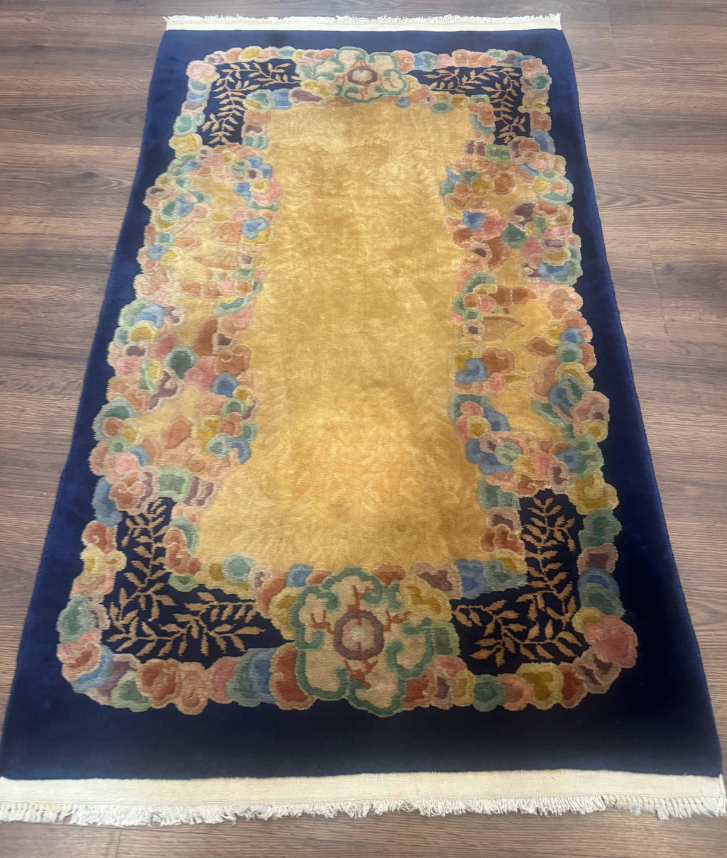 Chinese Wool Rug 3x5, Vintage Carpet, Handmade