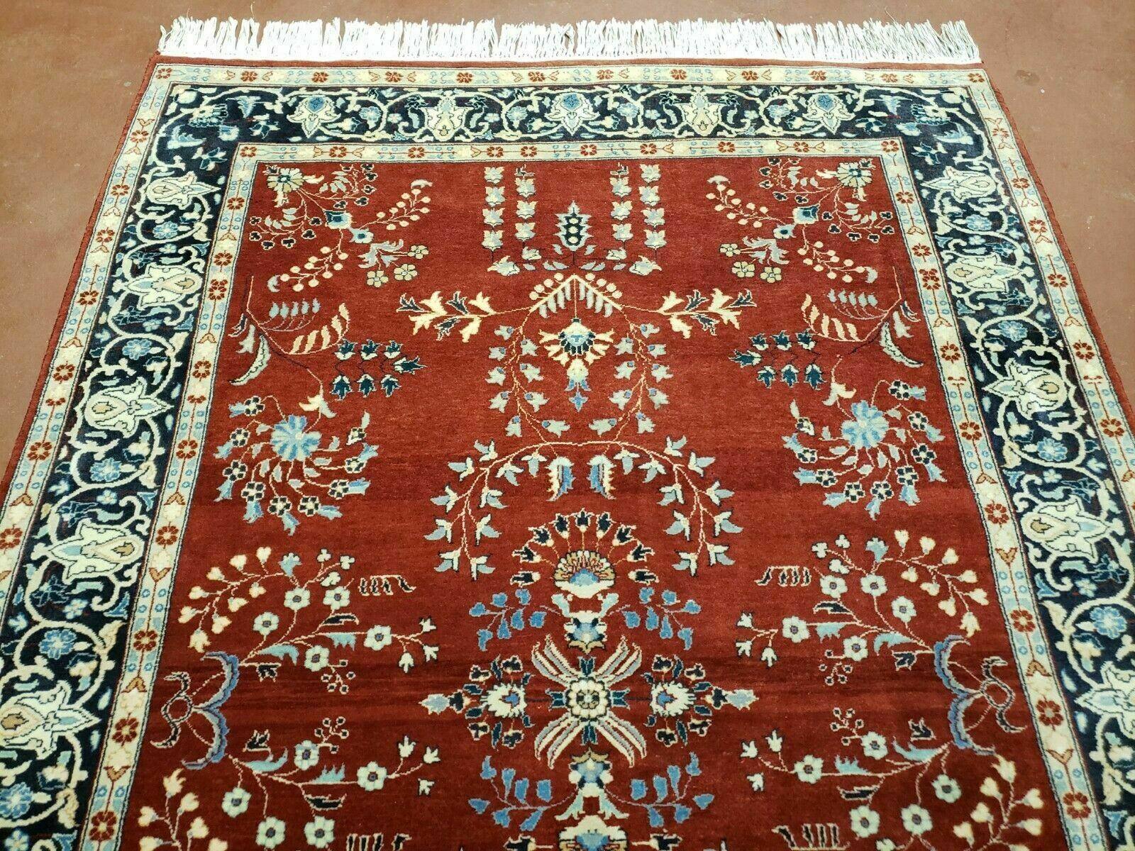 4' X 6' Vintage Handmade Pakistani Rug Highly Detailed Red