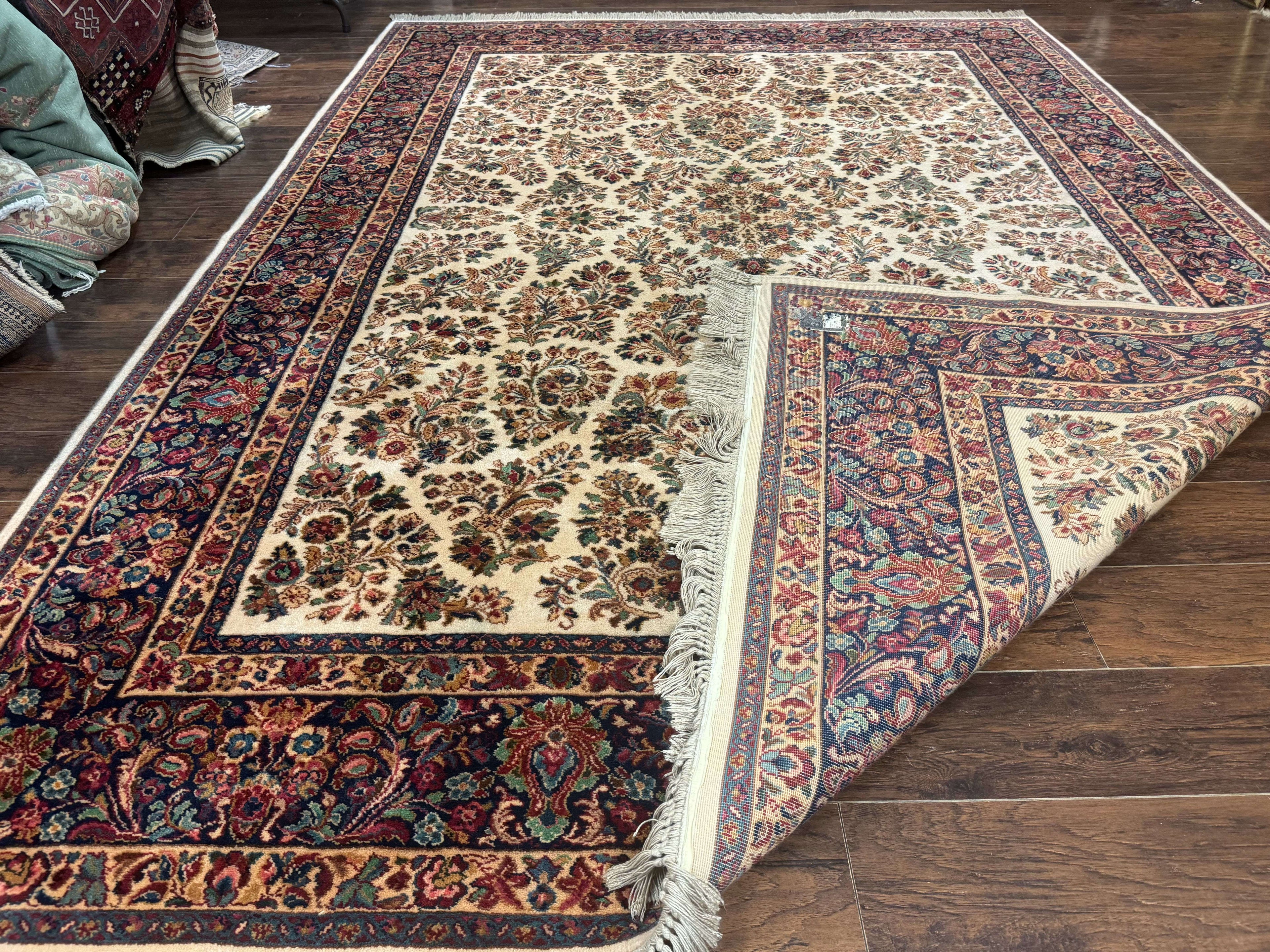8.8 x 12 Karastan Ivory Sarouk Rug #760, Wool Pile, Vintage, Original 700 Series