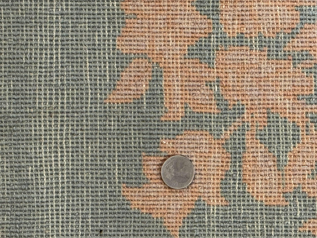 Teal Chinese Wool Rug 6x8, Vintage Handmade Carpet, Floral, Semi Open Field