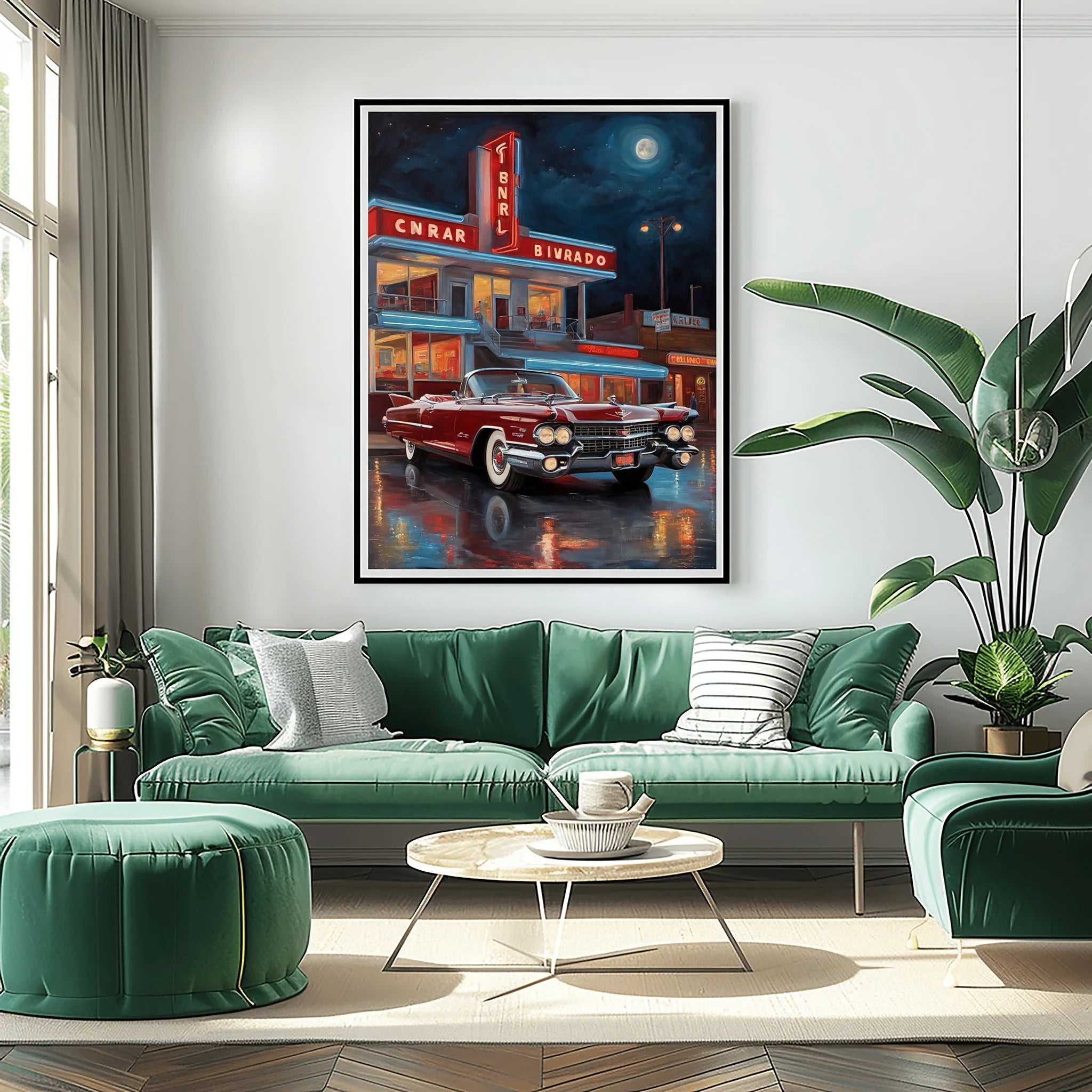 1959 Fins Chrome Cadillac - Neon Night Edition | Poster Canvas