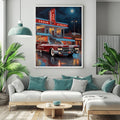 1959 Fins Chrome Cadillac - Neon Night Edition | Poster Canvas