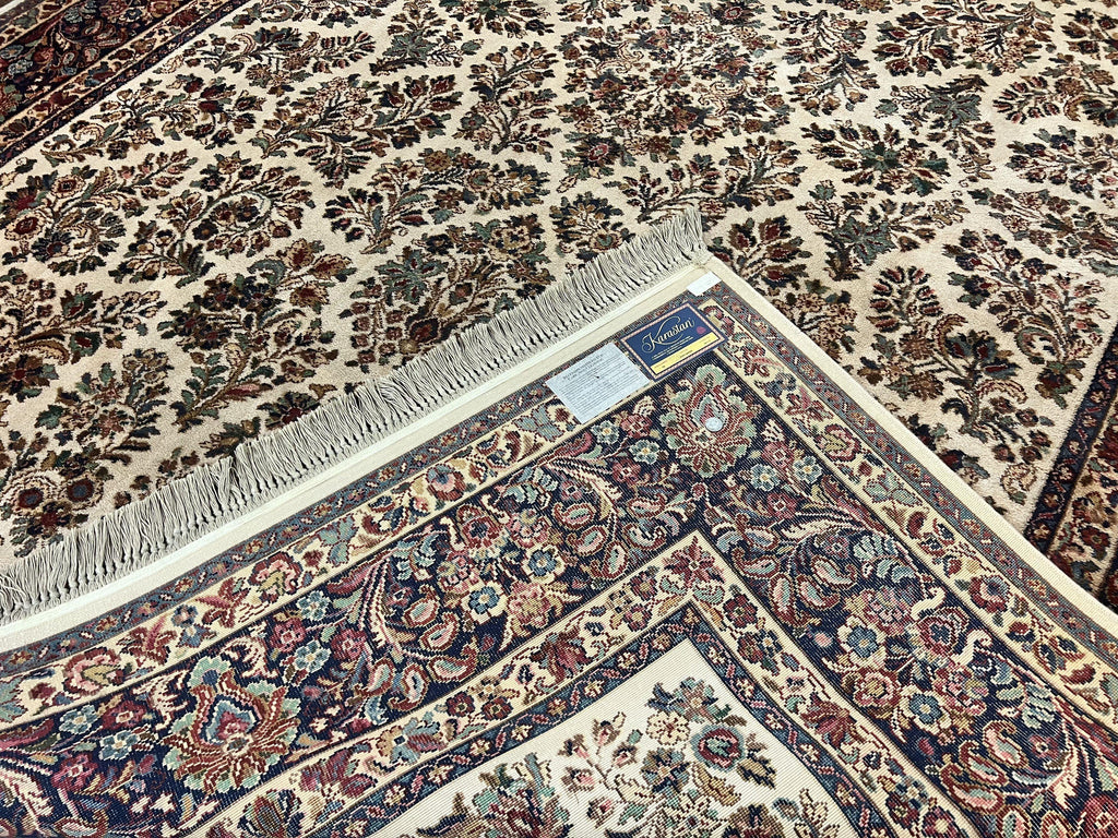 Karastan Rug 8' 8" x 12', Ivory Sarouk #760, Original Karastan Carpet 700 Series, Wool Karastan Area Rug, USA Made, Large Karastan w/ Label