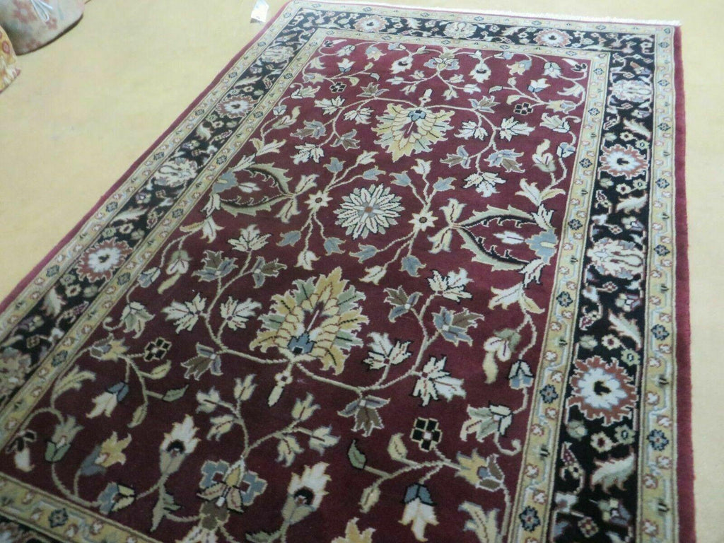 4' X 6' Handmade Finely Knotted Indian Agra Pattern Wool Rug Nice