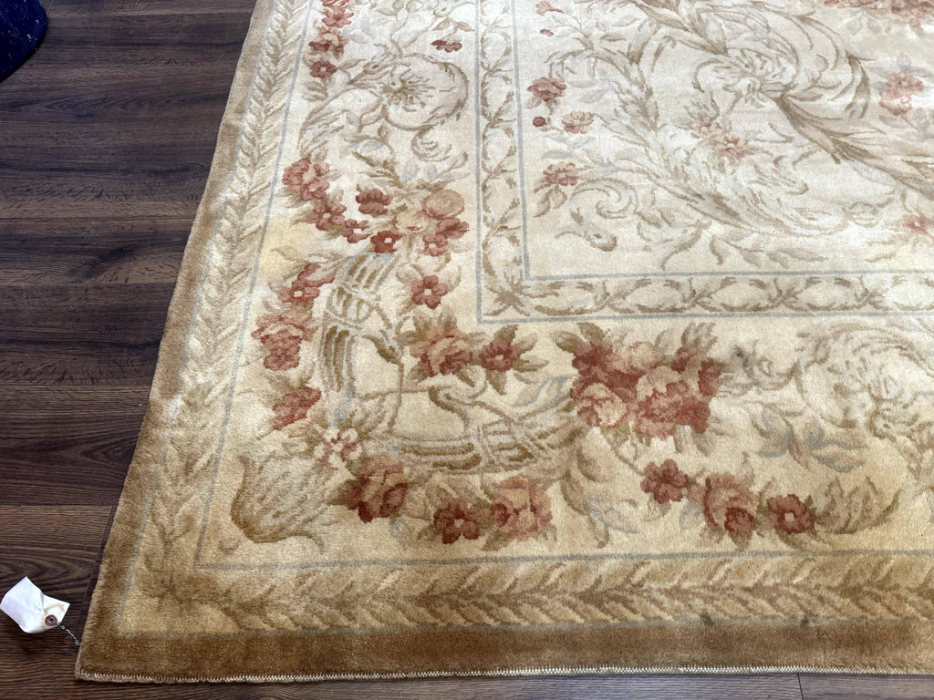 Chinese Aubusson Wool Rug 10x14, European Design, Thick Wool Pile