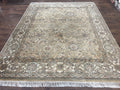 Indo Mahal Rug 8x10, Indian Jaipur Rug 8 x 10 ft, Wool Indo Persian Carpet, Handmade Traditional Floral Area Rug, Olive Green, Vintage Rug
