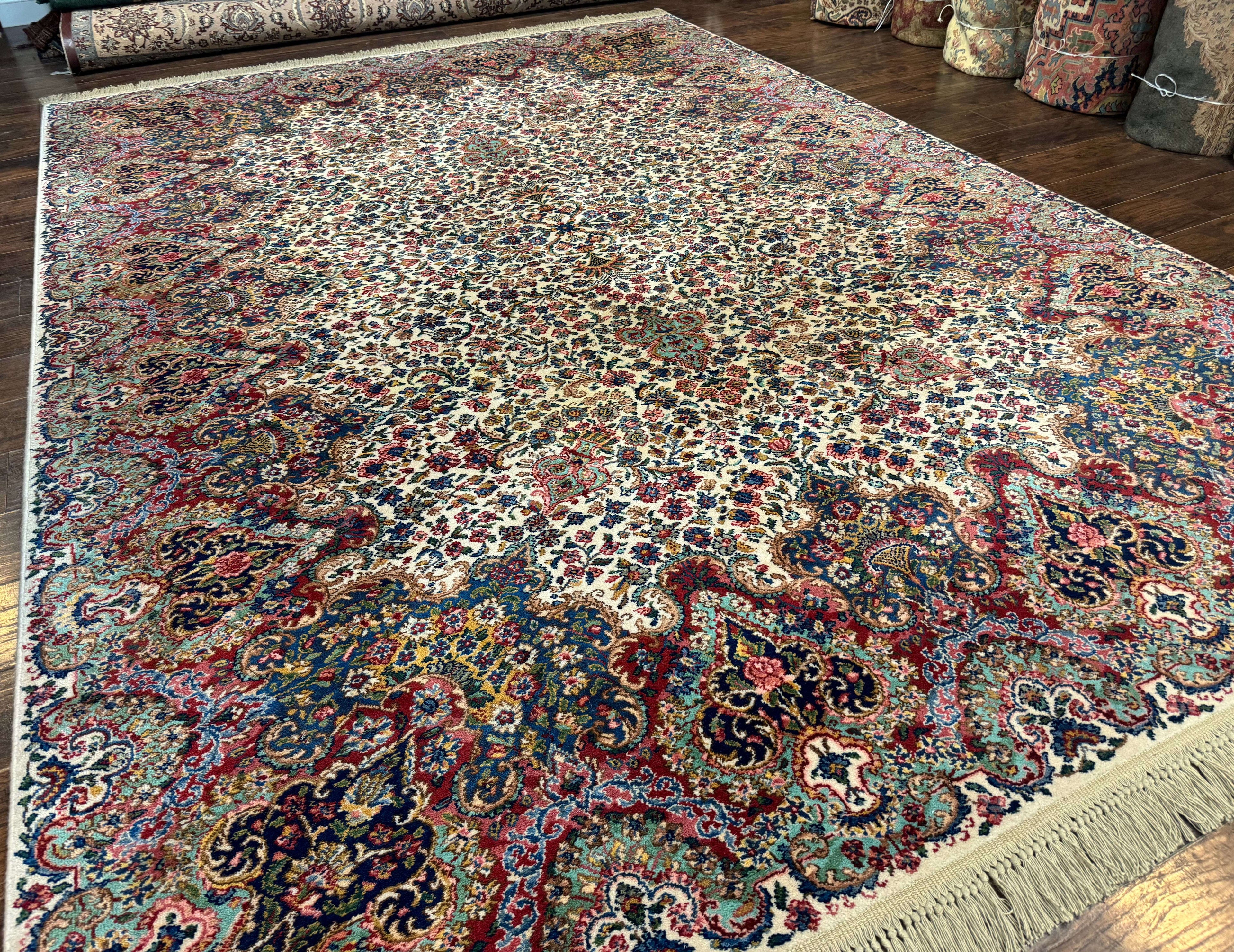 Karastan Rug #742 Floral Kirman 8.8 x 12, Wool Pile, Vintage Original Series, Rare