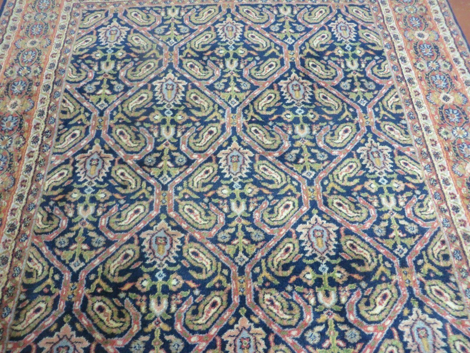 4' X 6' Vintage Fine Handmade India Floral Oriental Wool Rug Carpet Blue Red