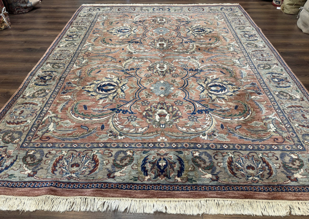 Indo Persian Mahal Rug 8x10, Traditional Wool Oriental Carpet, Pink