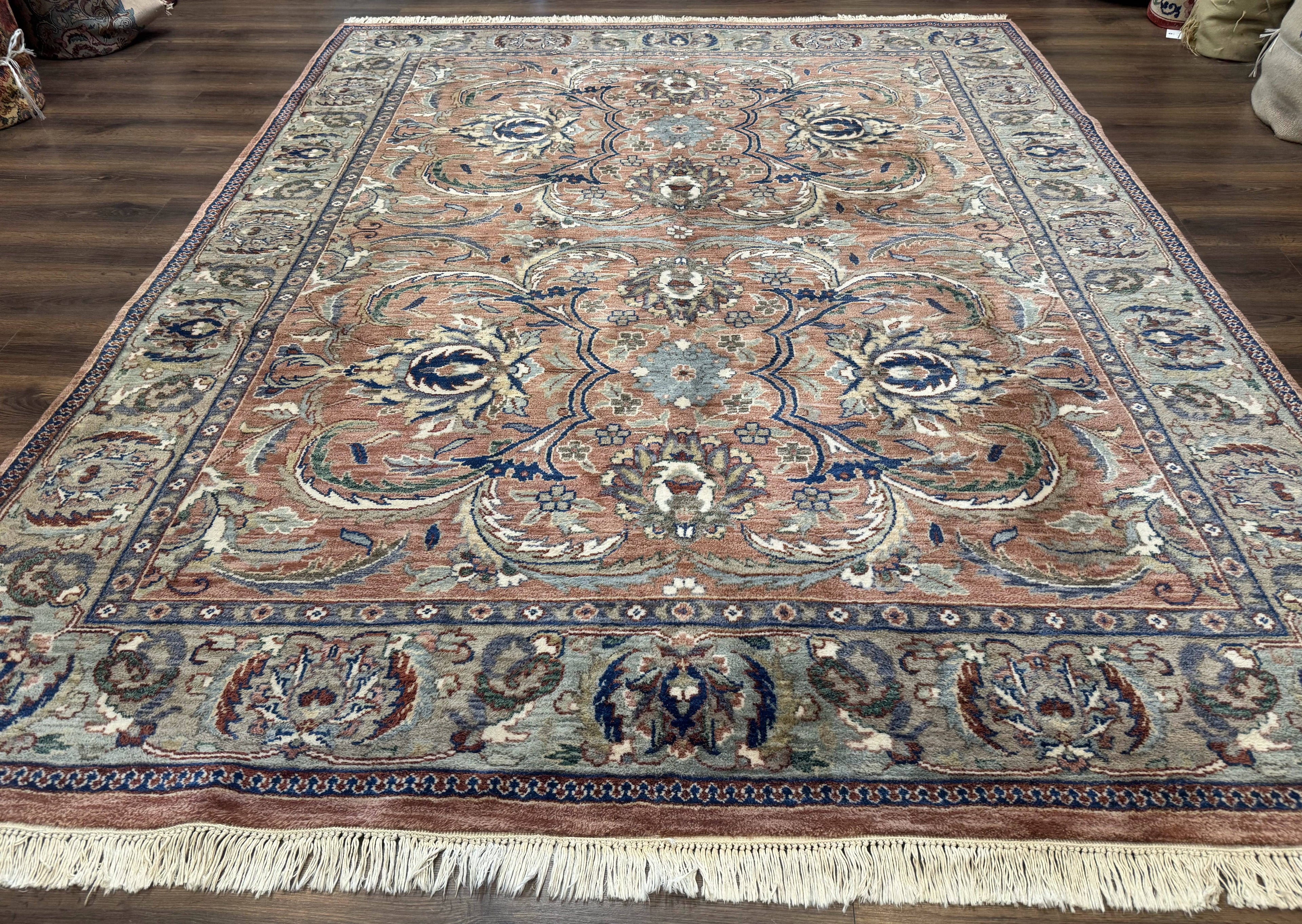 Indo Persian Mahal Rug 8x10, Traditional Wool Oriental Carpet, Pink