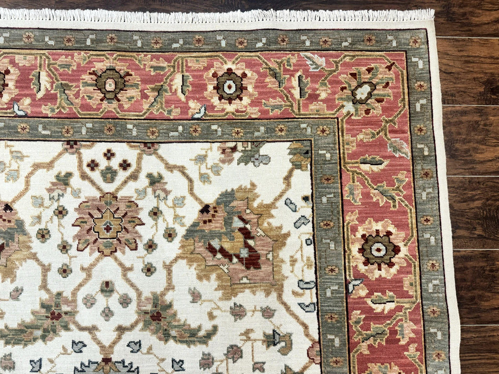 Flatweave Soumak Rug 6x9, Nourison Rug, Wool Handmade, Floral, Ivory