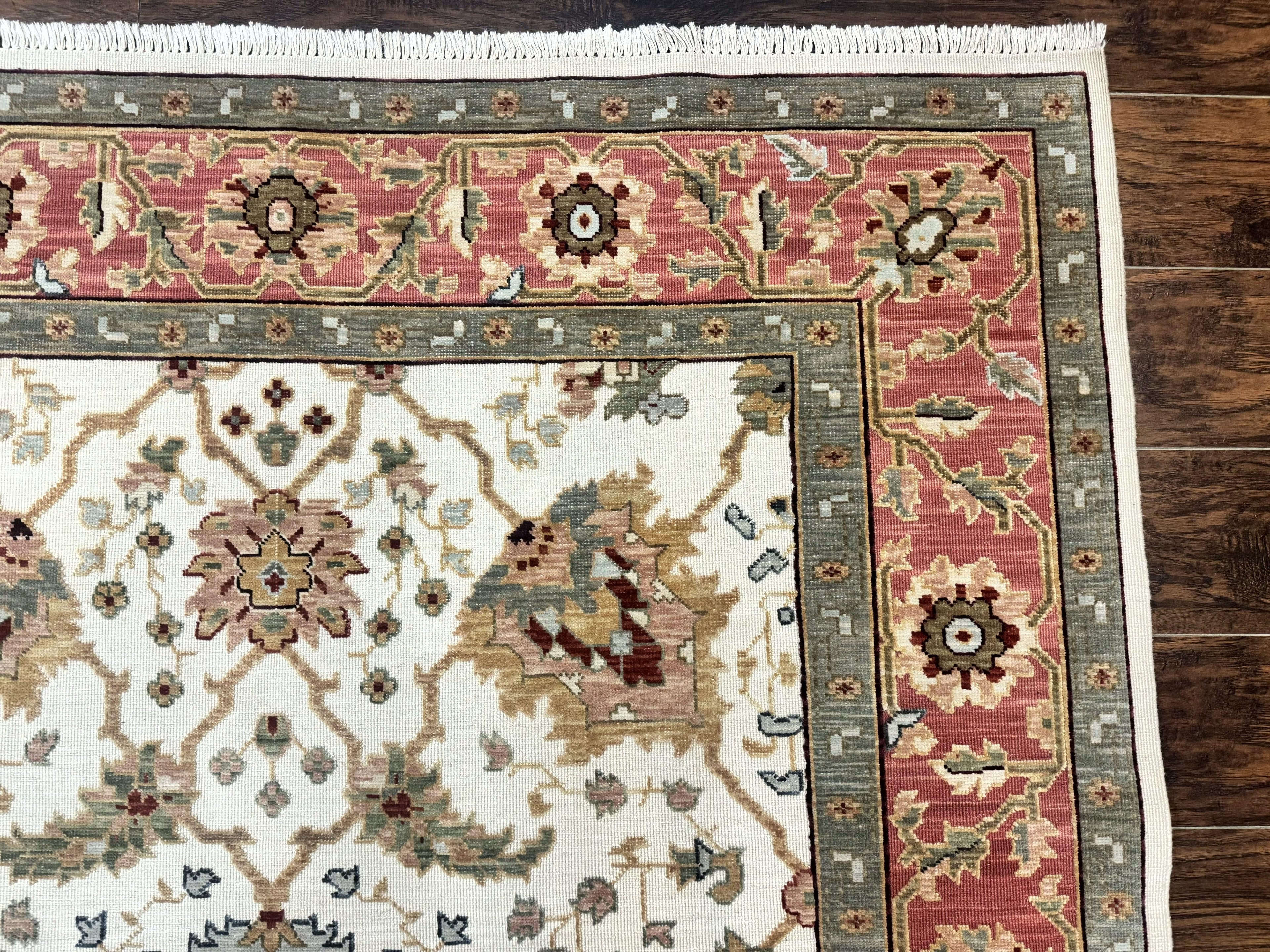 Flatweave Soumak Rug 6x9, Nourison Rug, Wool Handmade, Floral, Ivory