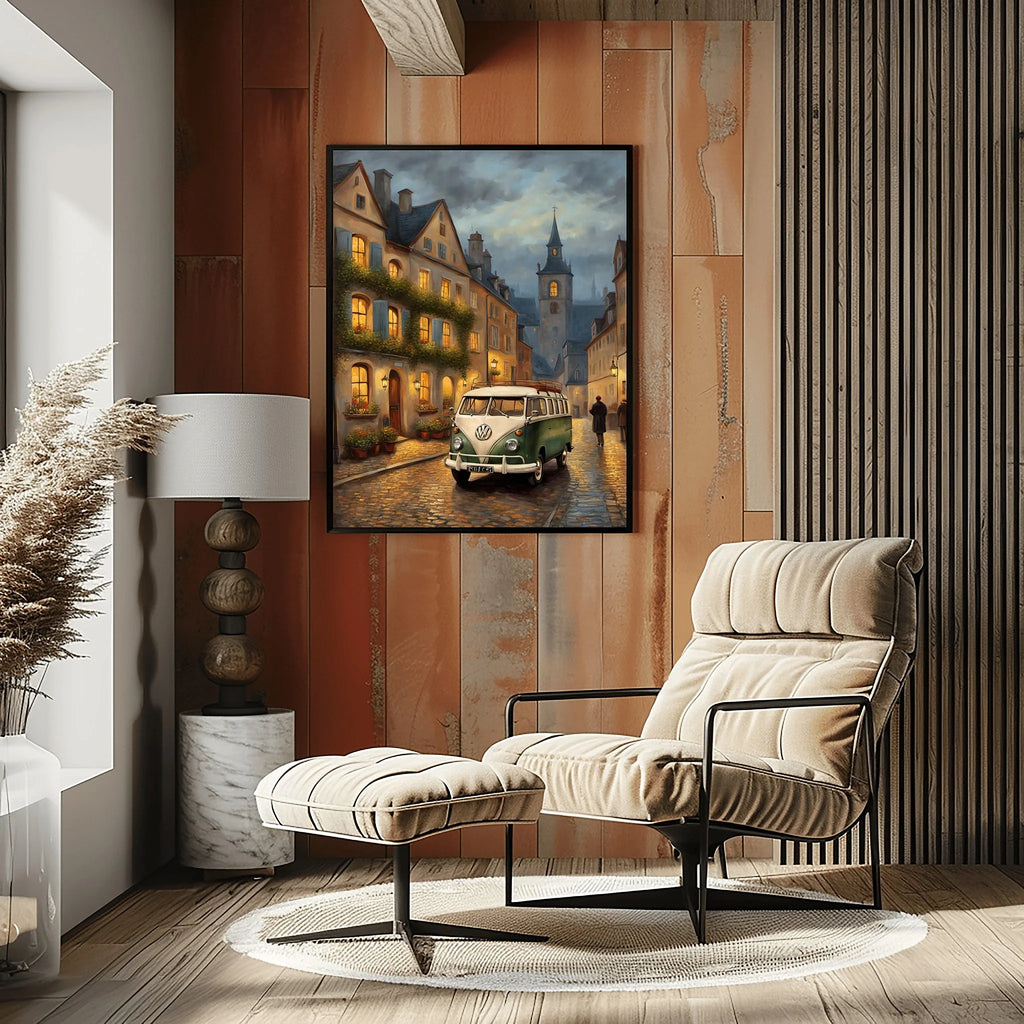 1960 German Split-Window Van - European Town Edition | Poster Canvas