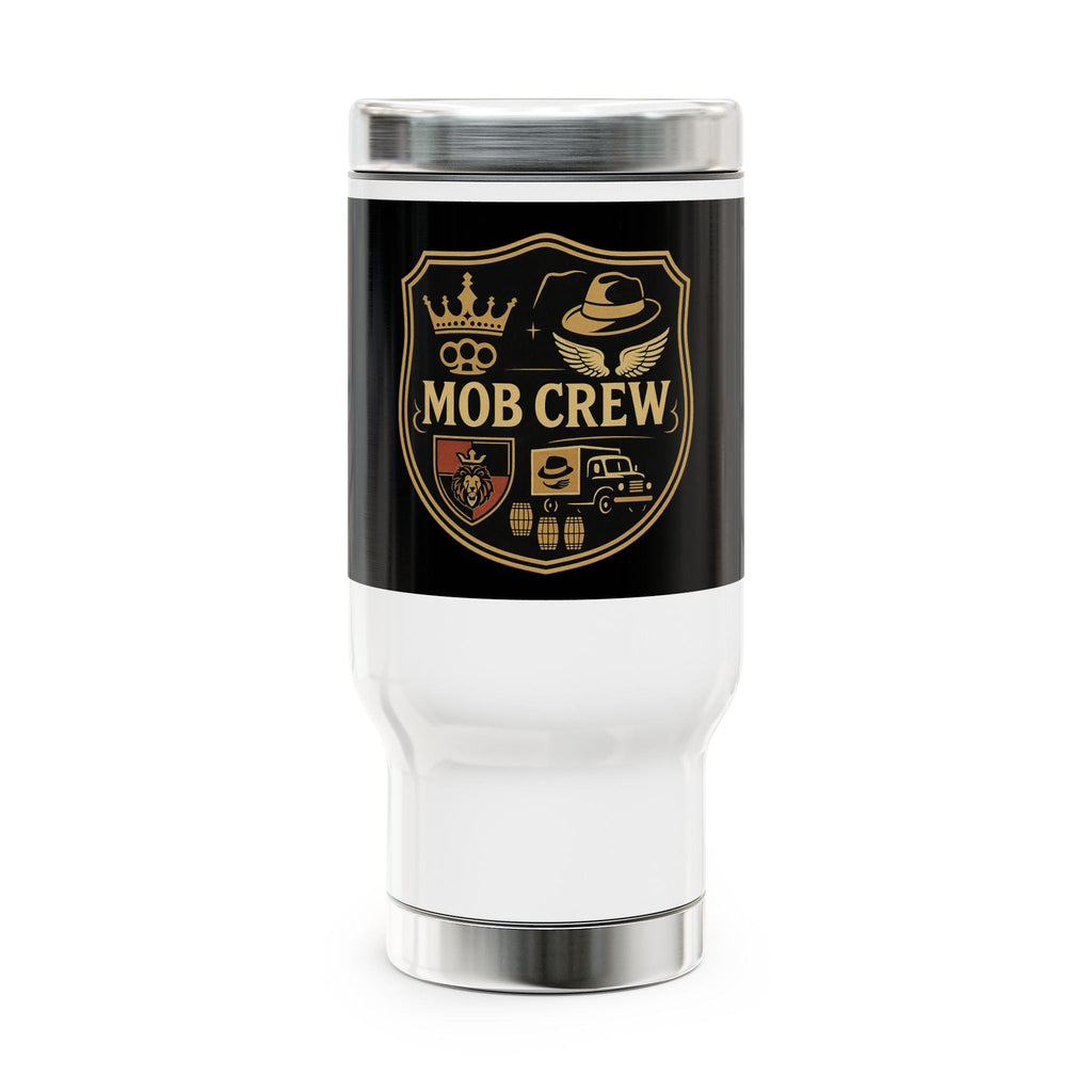 Mob Crew 4 Family Shield 14oz Stainless Travel Mug with Handle - Perfect 14oz Stainless Travel Mug for On-the-Go