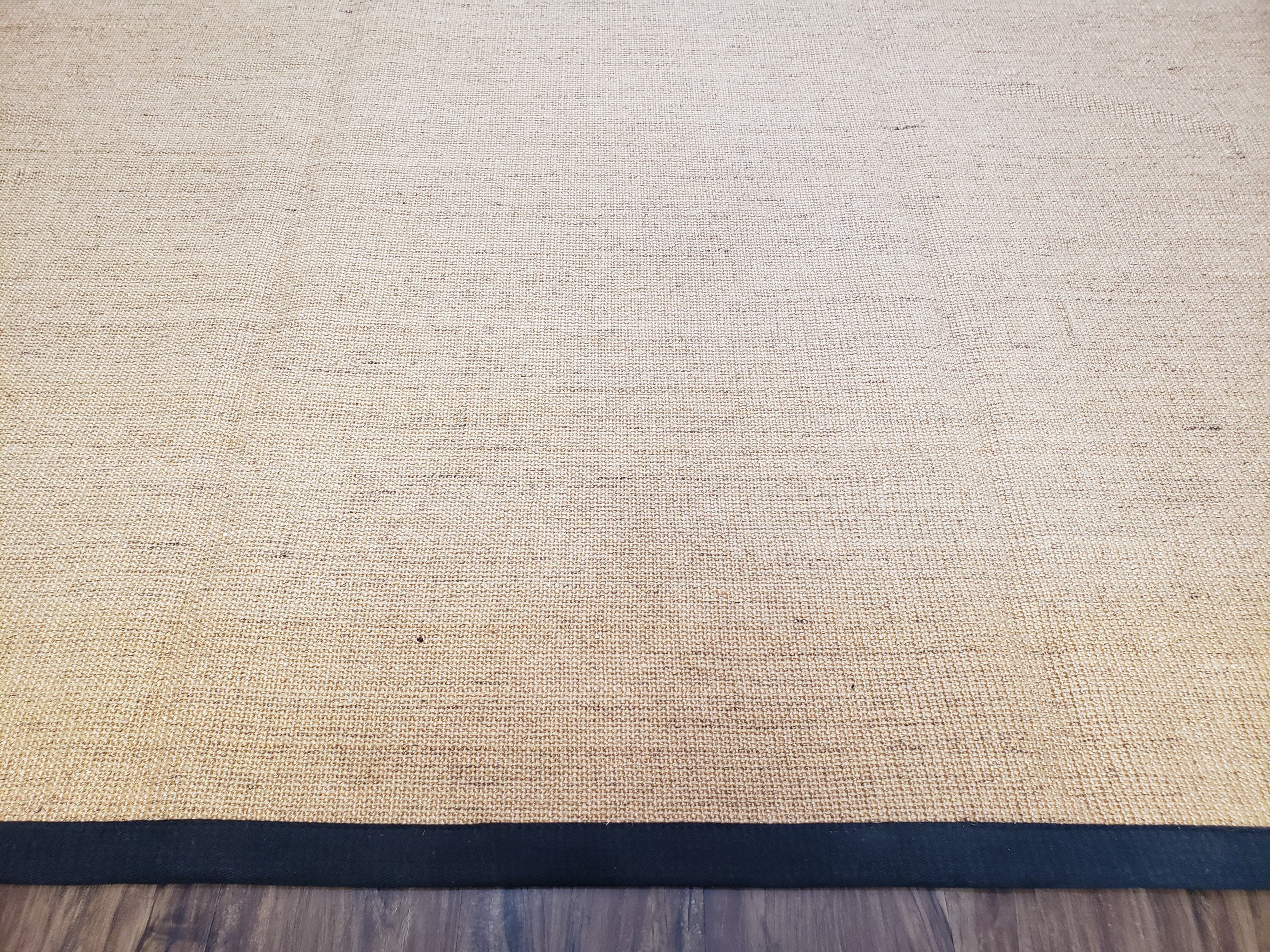 Jute Rug 8x10, Natural Jute Fiber Area Rug, Natural Sisal Area Rug with Black Border, 8x10 Carpet, Solid Jute Rug 8 x 10, Farmhouse Rug