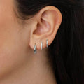 Stacking 3 Pieces Small Hoop Huggie Earrings Set for Women, Silver Stud Earrings for Multiple Piercing Hypoallergenic Trendy Jewelry, Dainty Jackets Cartilage Cubic Zircon Earrings for Women's Gifts