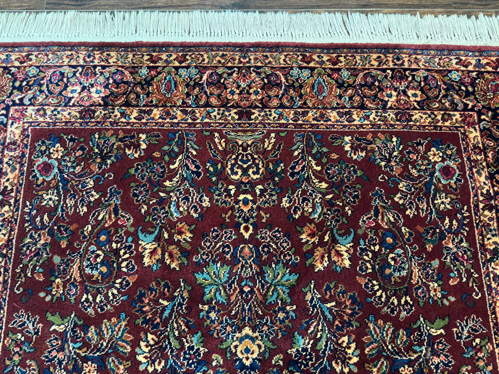 5.9 x 9 Karastan Rug Red Sarouk Rug #785, 100% Wile Pile Carpet, Original 700 Series, Vintage