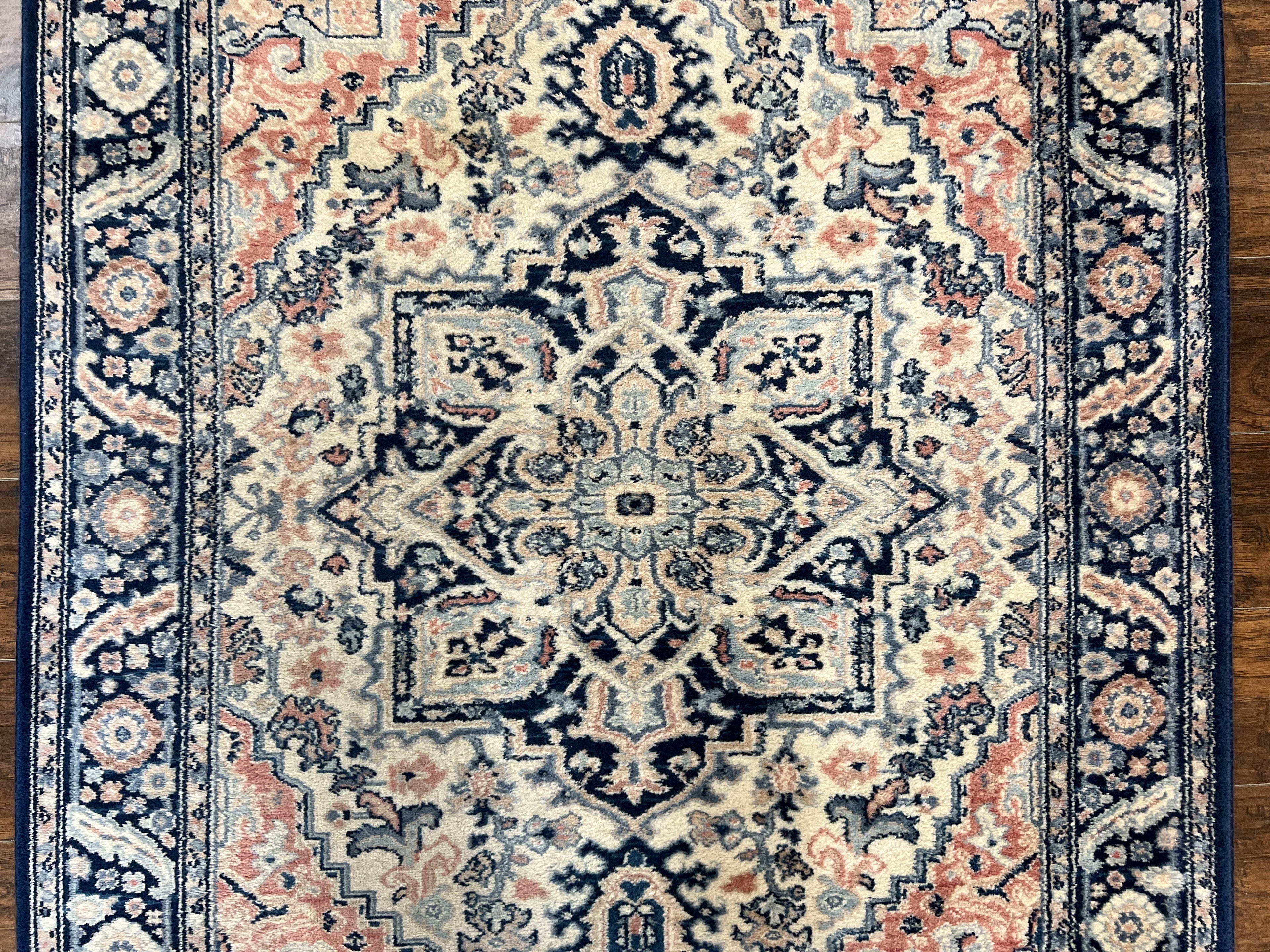 Karastan Blue Heriz Rug #748, Vintage Wool Karastan Carpet 4.3 x 6, Discontinued Original 700 Series Karastan Area Rug