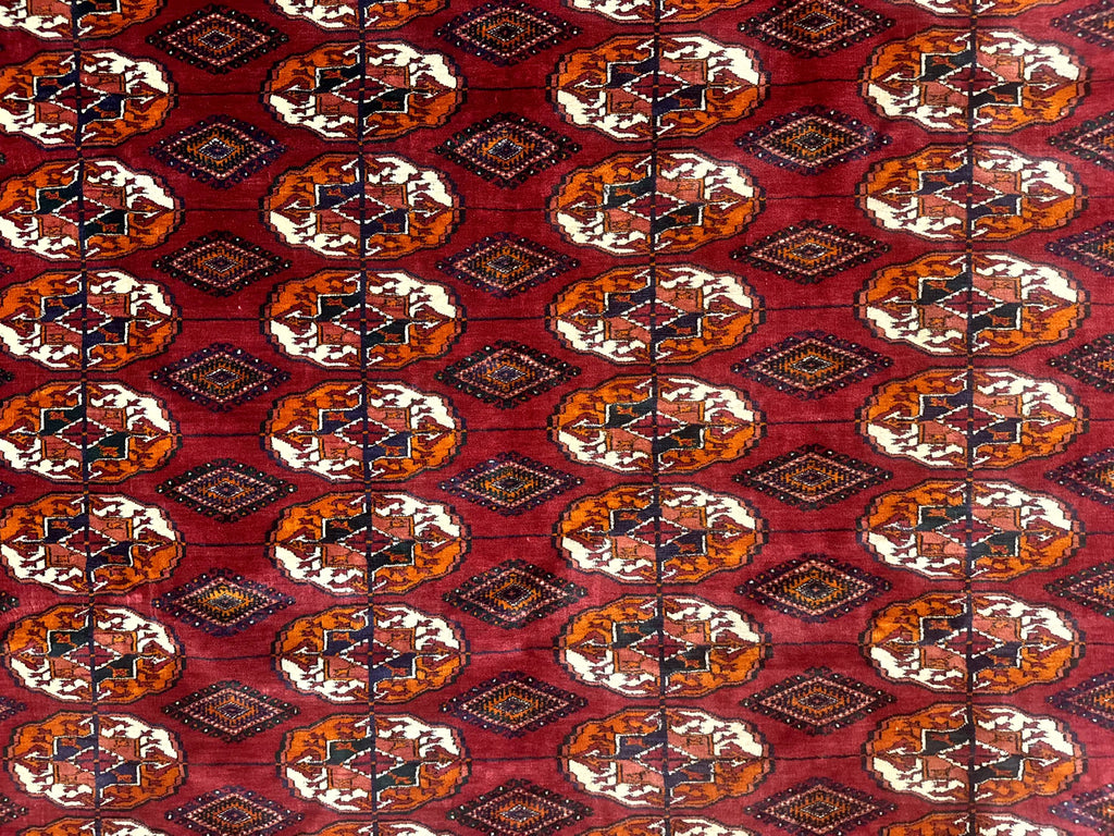 Persian Turkoman Rug 7x9, Red Tribal Carpet