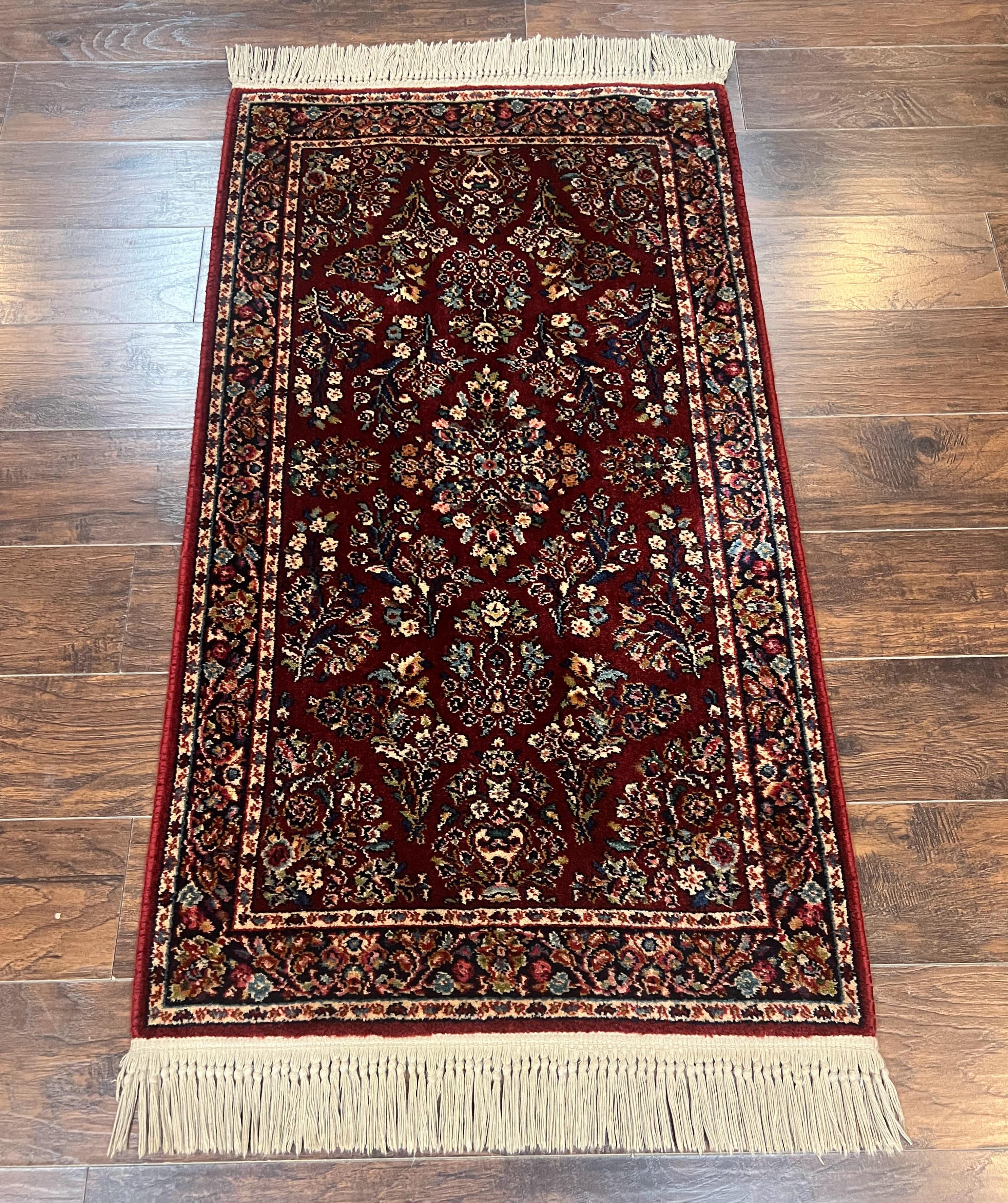 Karastan Rug 3x5 Red Sarouk #785, Small Karastan Wool Pile Rug, Original 700 Series, Discontinued Vintage Karastan Carpet
