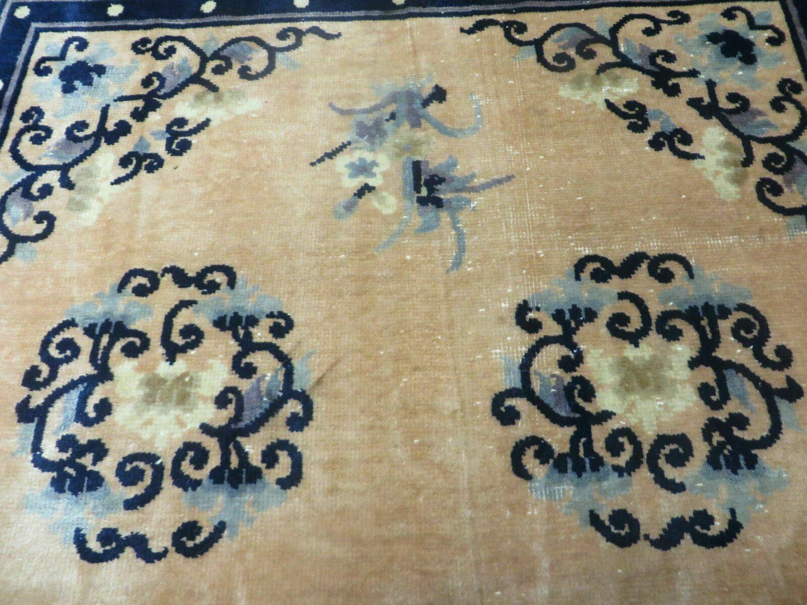 4' X 6' Antique Handmade Fine Knotted Peking Chinese Wool Rug Amiri Salmon