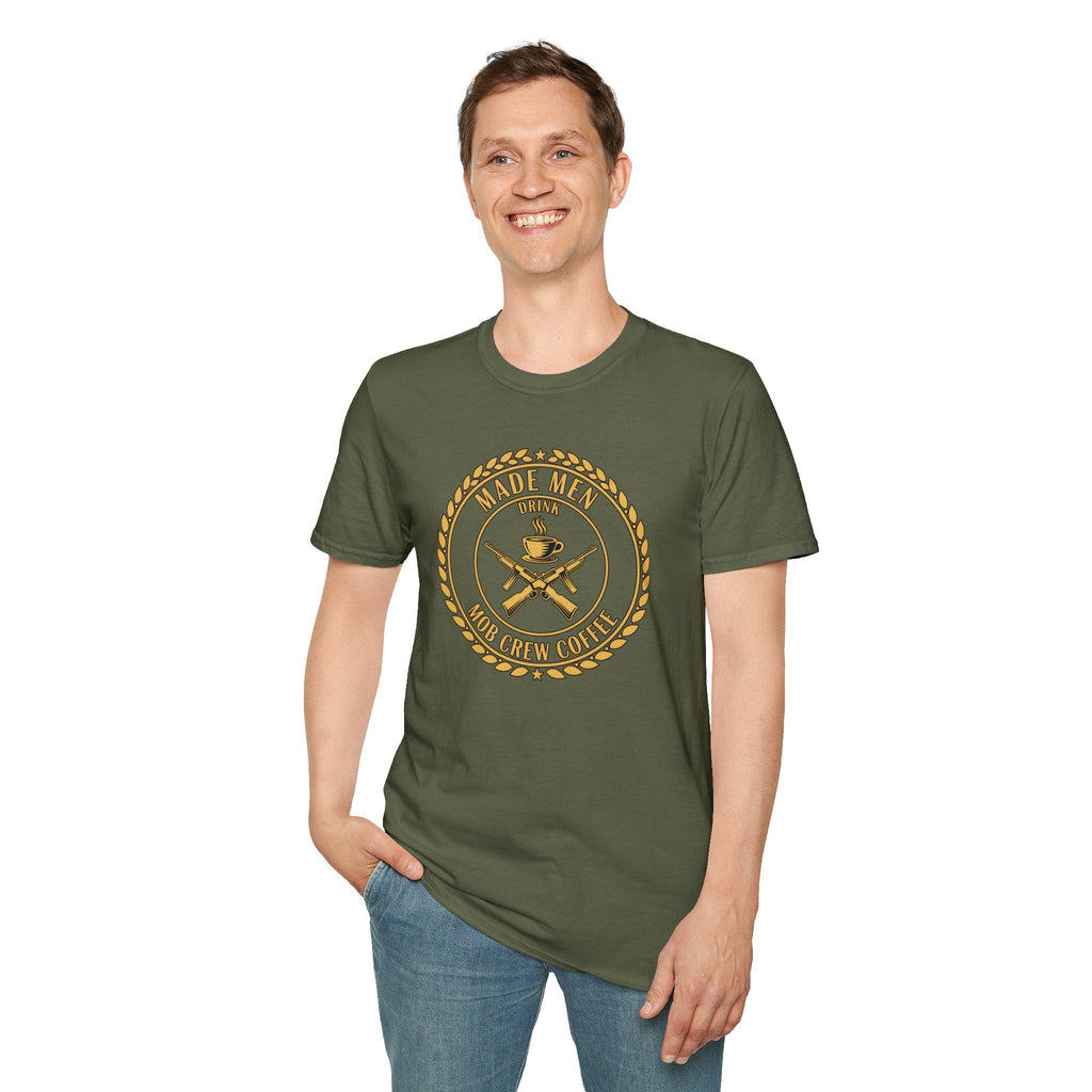 Mob Crew Made Men Drink Mob Crew Coffee T-Shirt - Perfect for Coffee Lovers