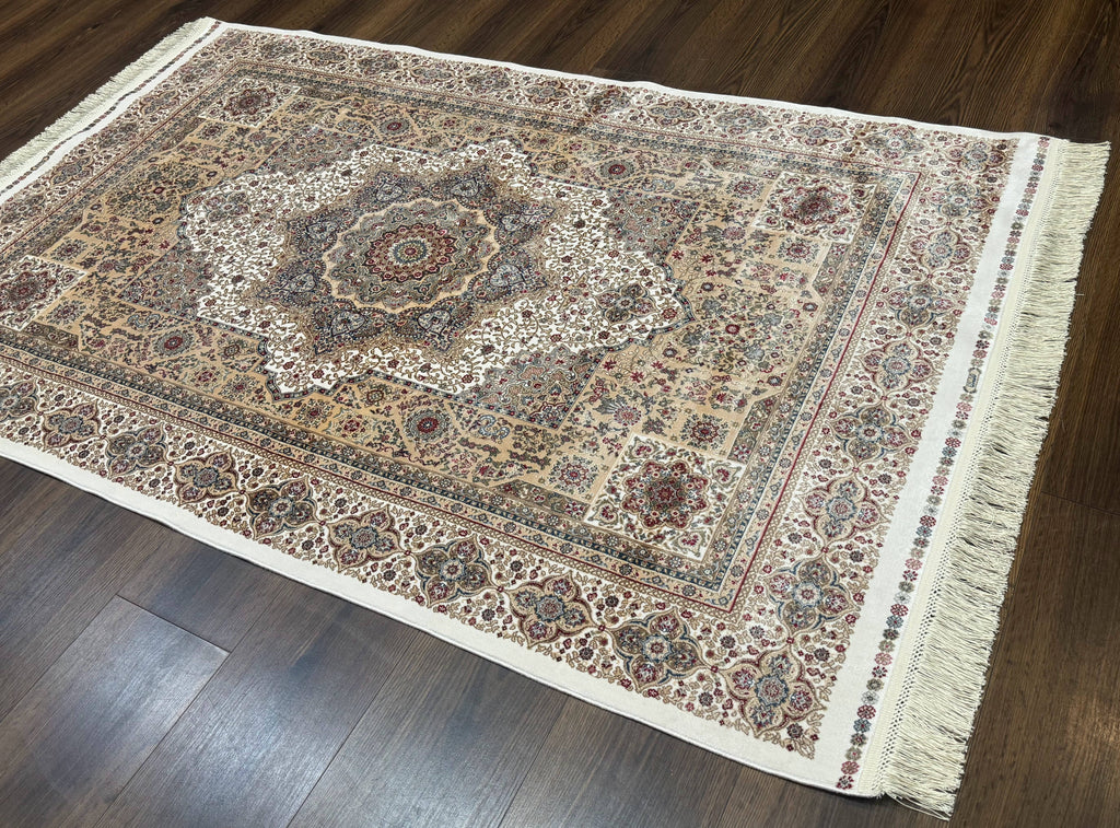 Turkish Memluk Silk Rug 4x6, Hereke Carpet, Bamboo Silk, New