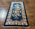 Chinese Rug 3x6, Peking Rug, Blue Chinese Wool Rug, Fete Rug