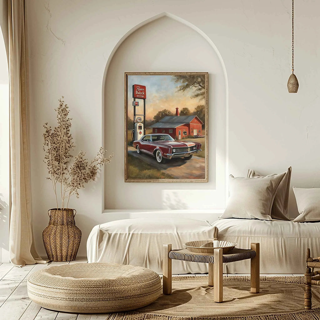 1965 Riviera Gran Sport - Retro Gas Station Edition | Poster Canvas