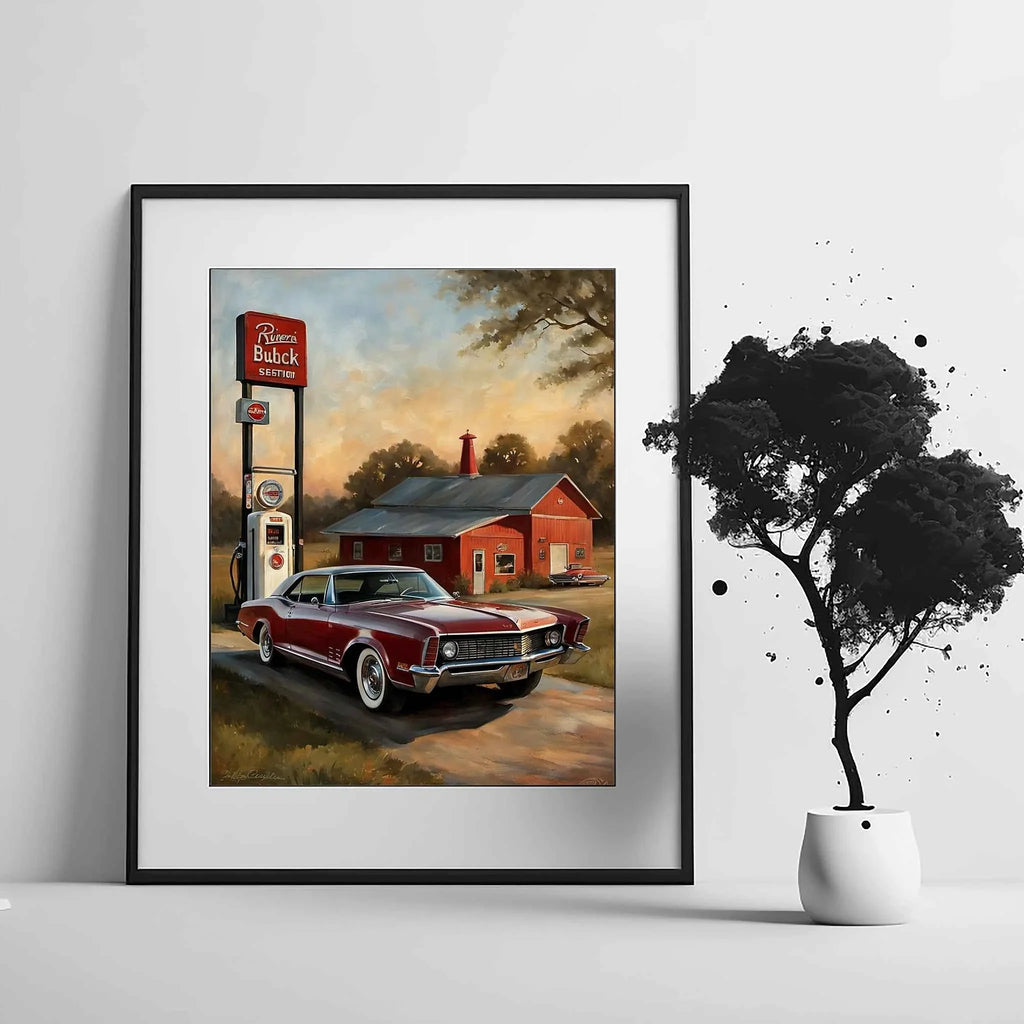 1965 Riviera Gran Sport - Retro Gas Station Edition | Poster Canvas