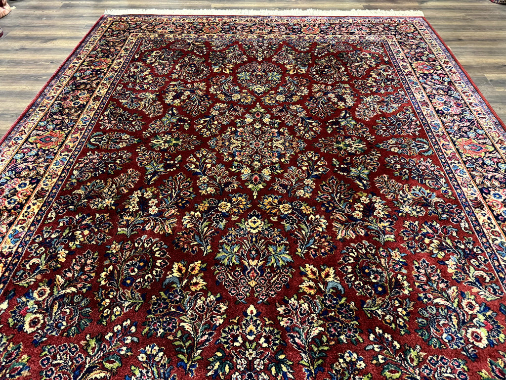 8.8 x 10.6 Karastan Red Sarouk Rug #785, Wool Pile Original 700 Series